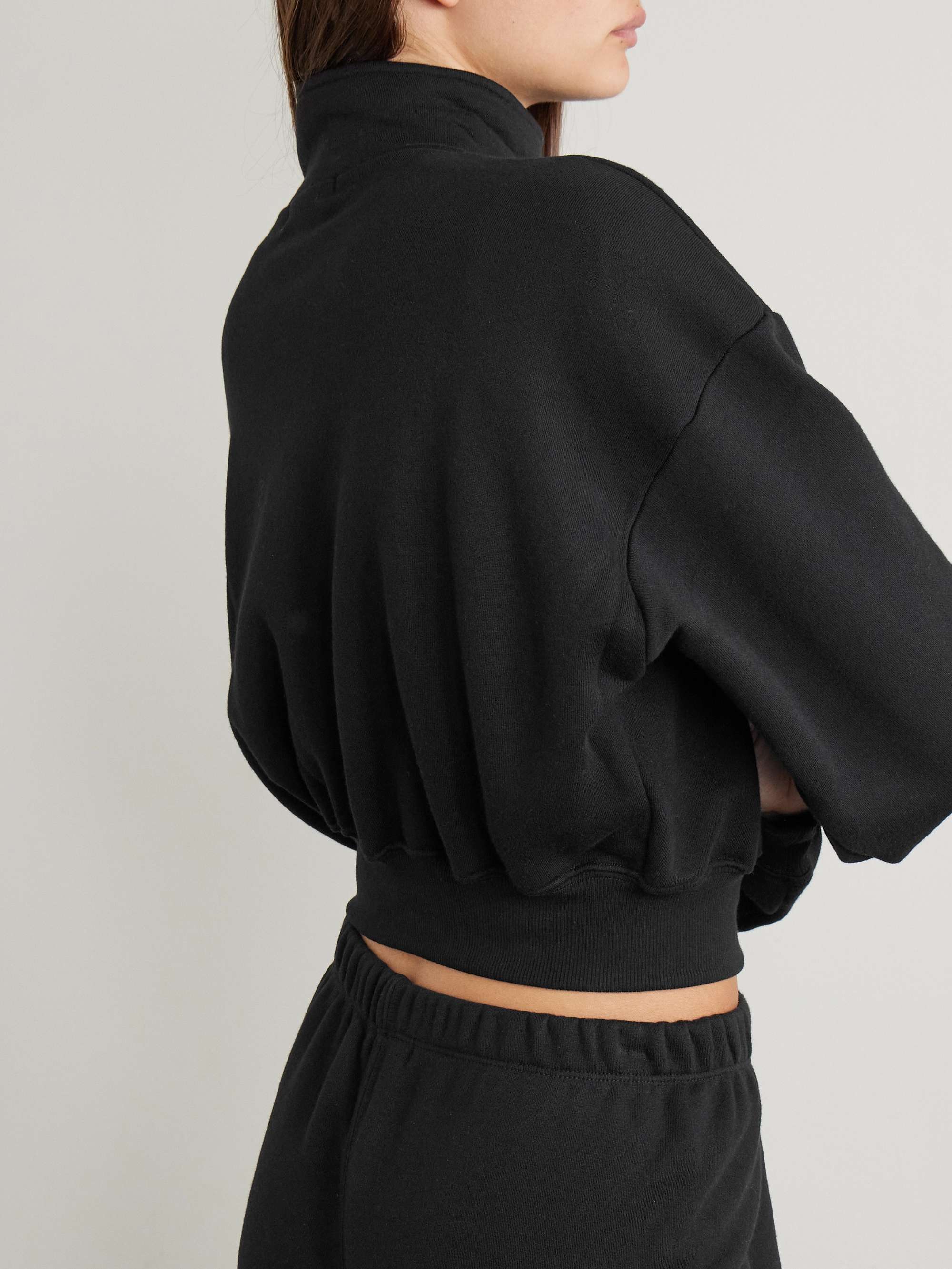 Cropped embroidered cotton and modal-blend jersey sweater view