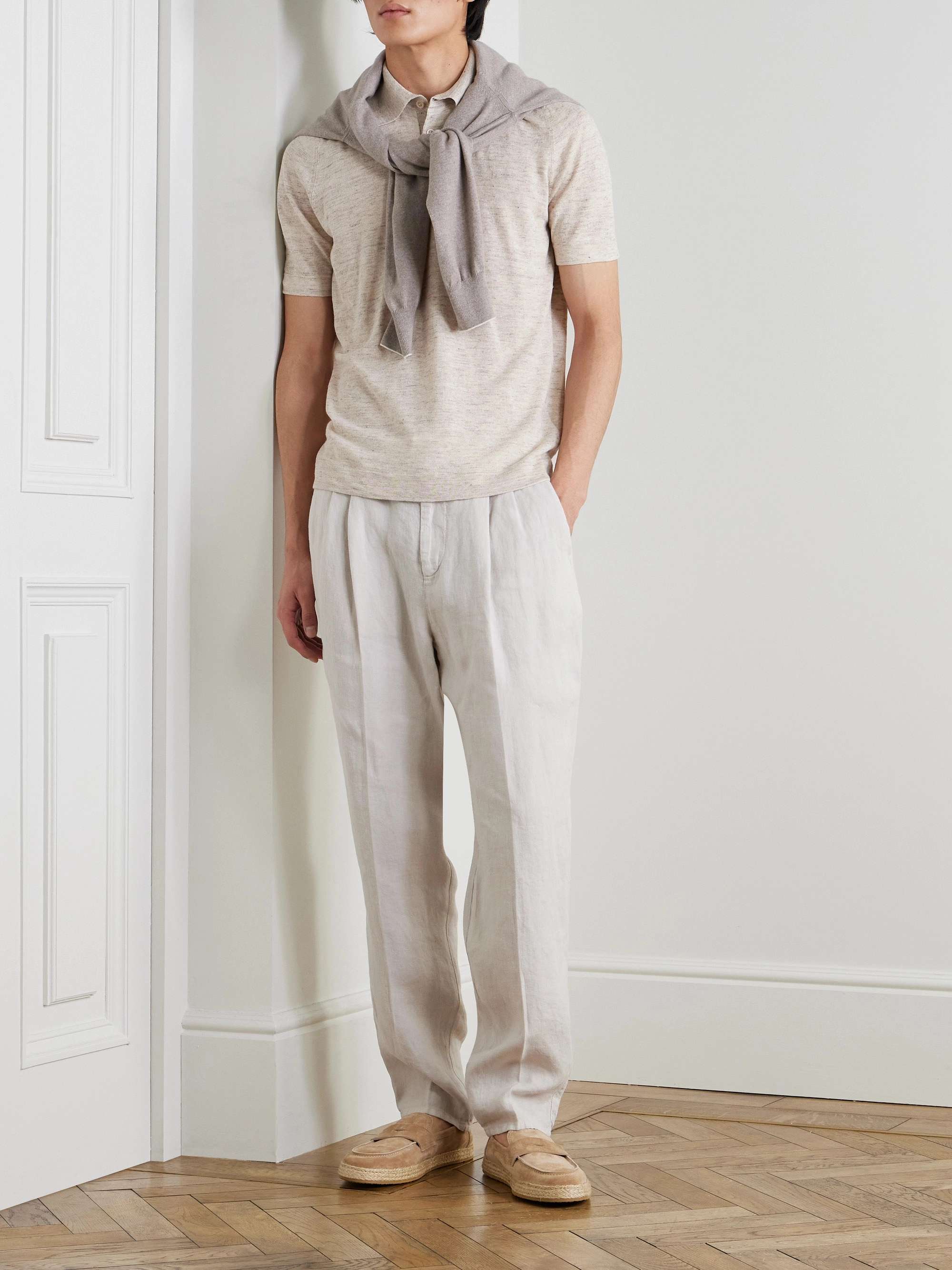 Straight-Leg Linen Drawstring Trousers view
