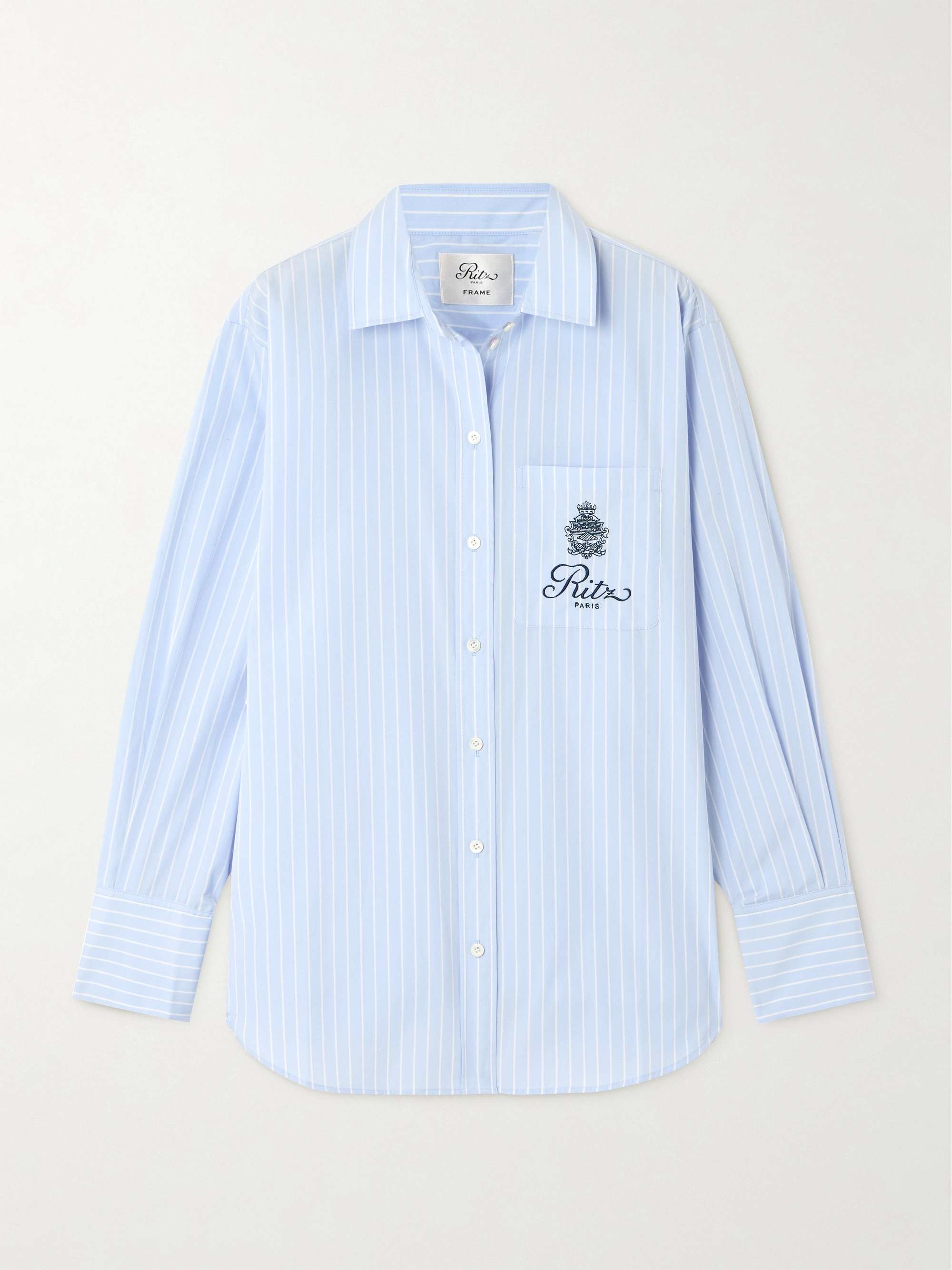 + Ritz Paris embroidered striped cotton-poplin shirt view