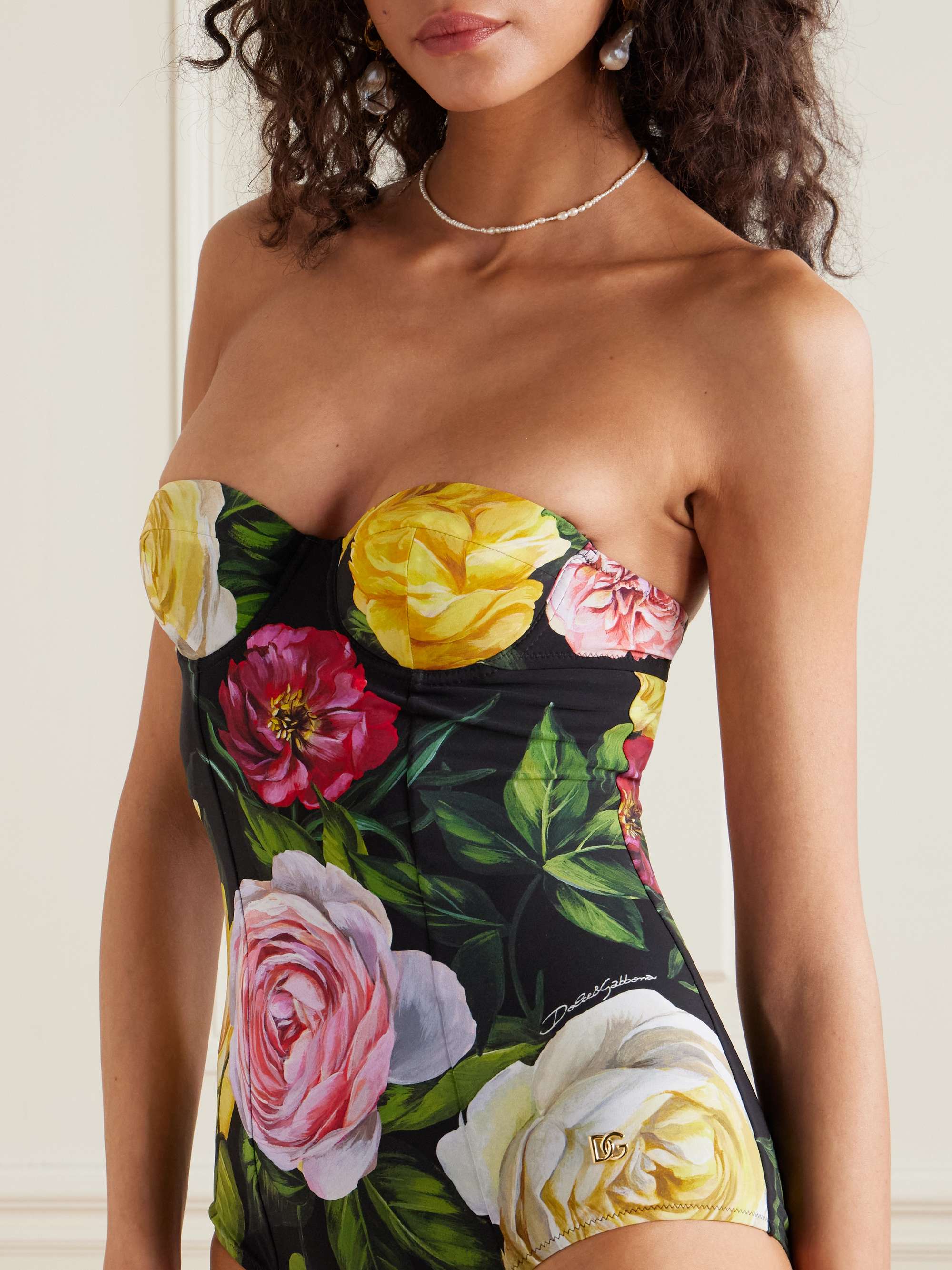 Cutout floral-print underwired swimsuit view
