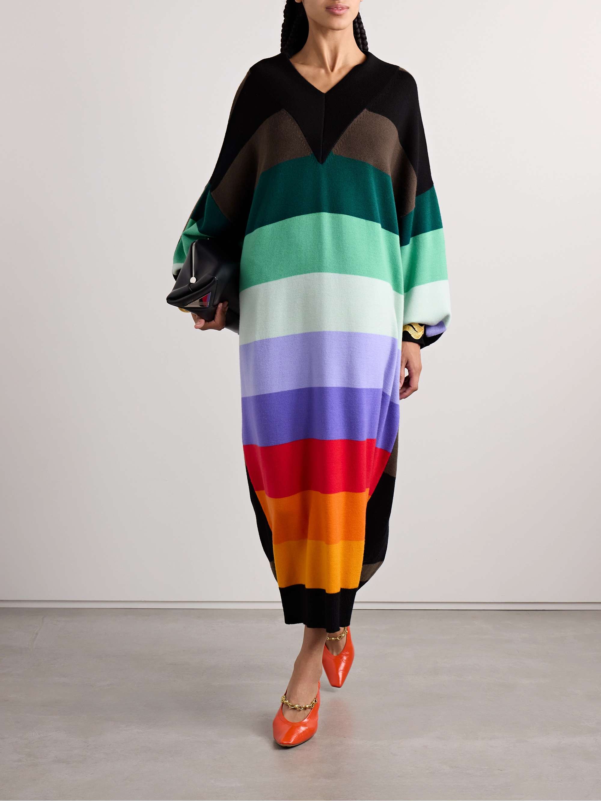 Oversized striped merino wool midi dress view