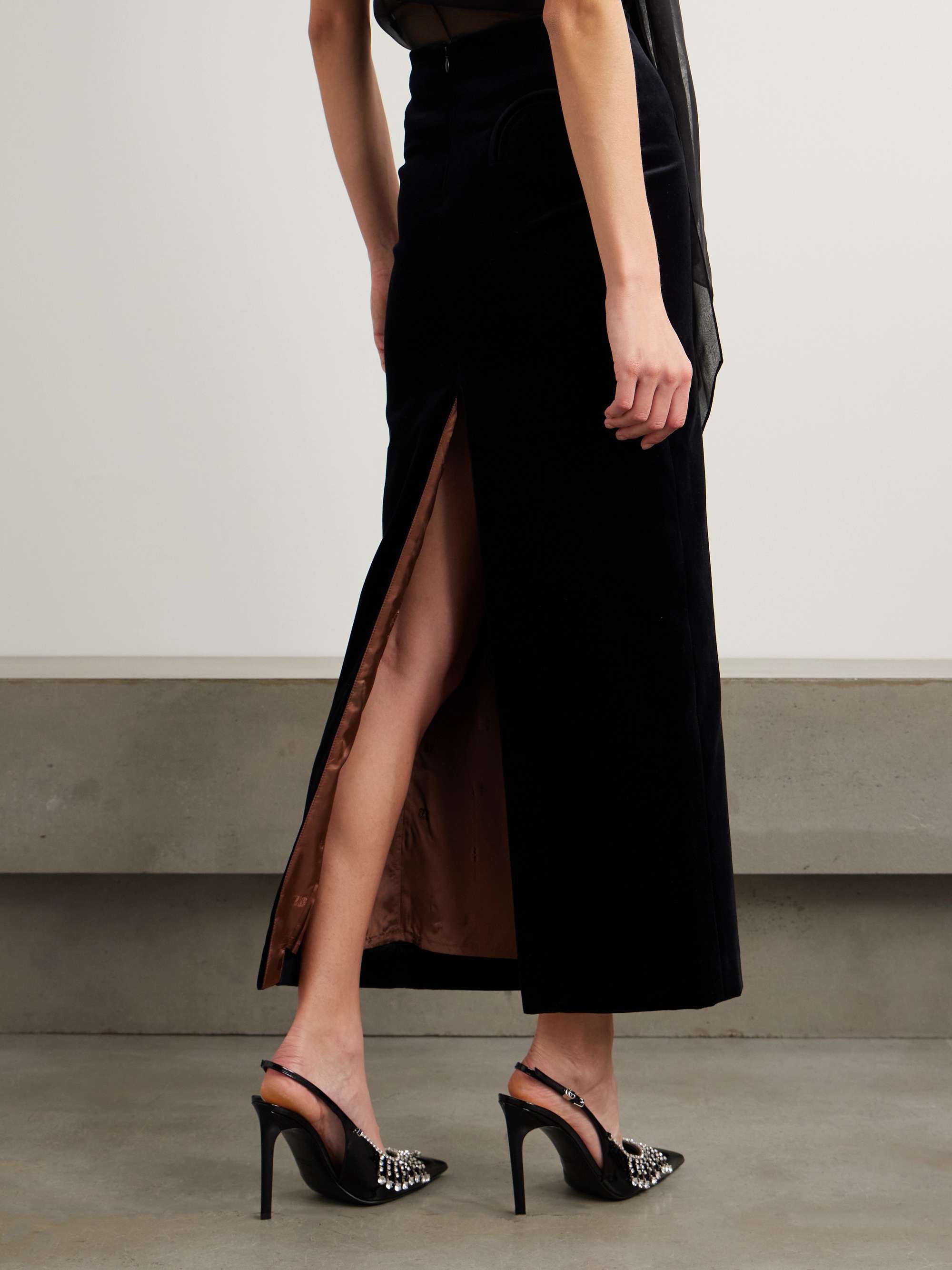 Sussex cotton-velvet midi skirt view