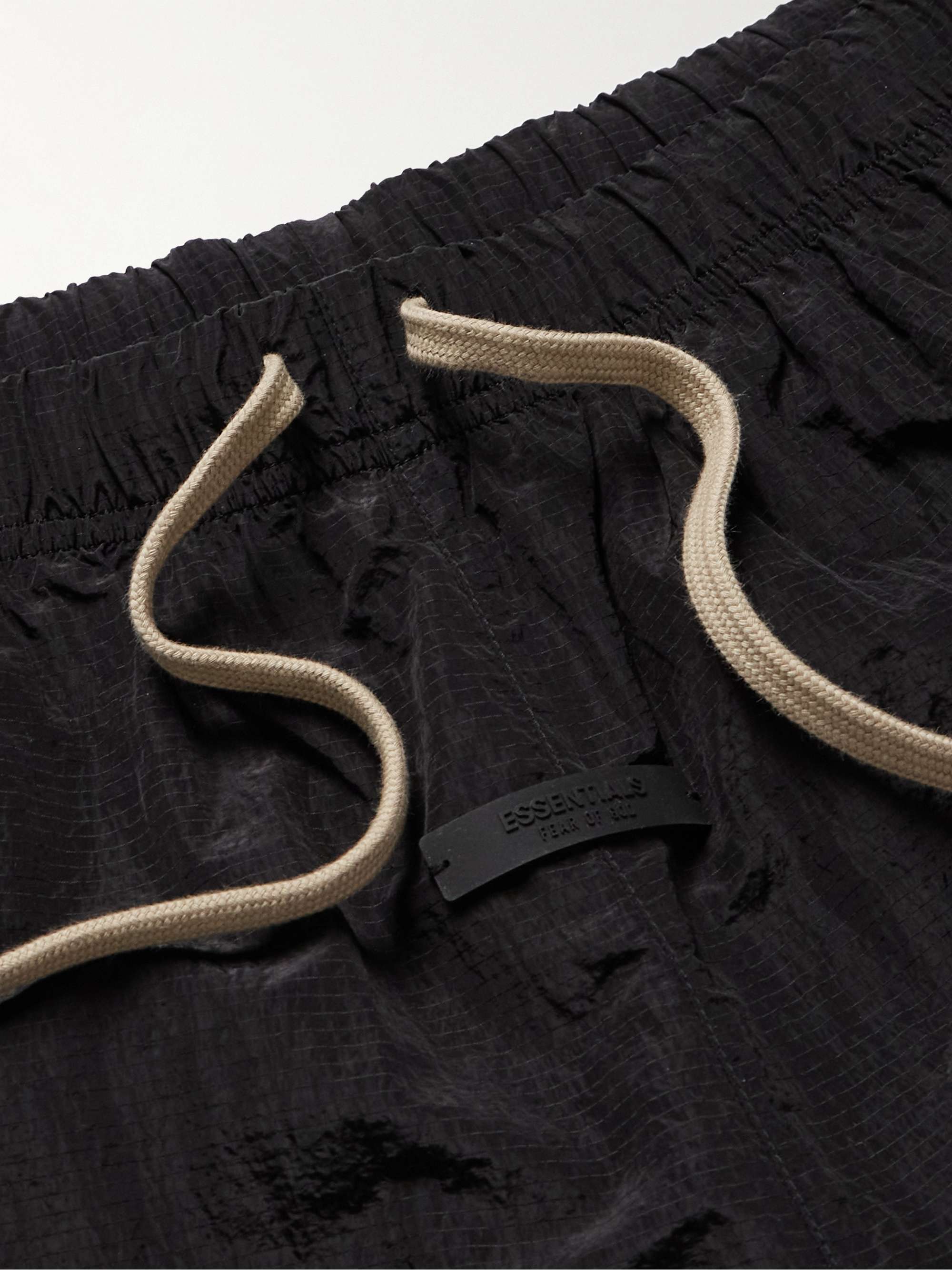 Wide-Leg Logo-Appliquéd Crinkled Nylon-Ripstop Drawstring Shorts view