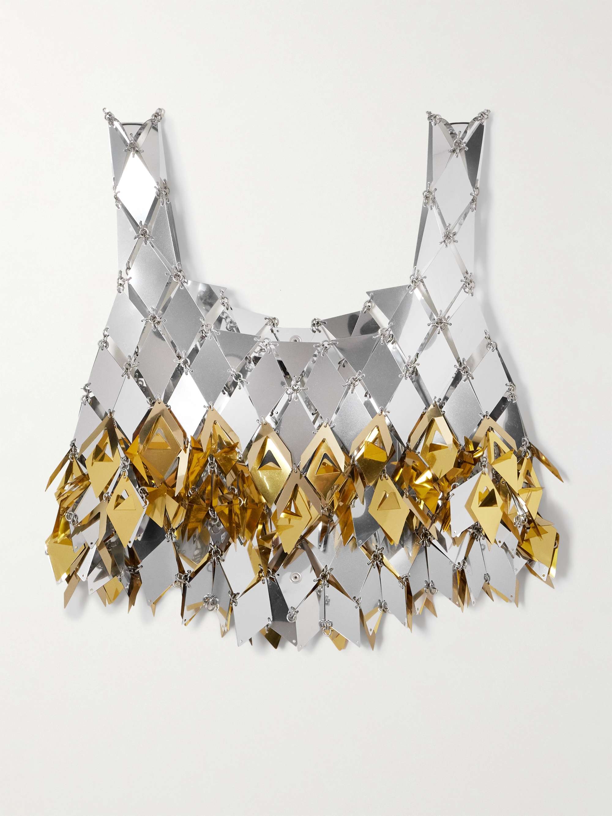 Cropped fringed chainmail top view