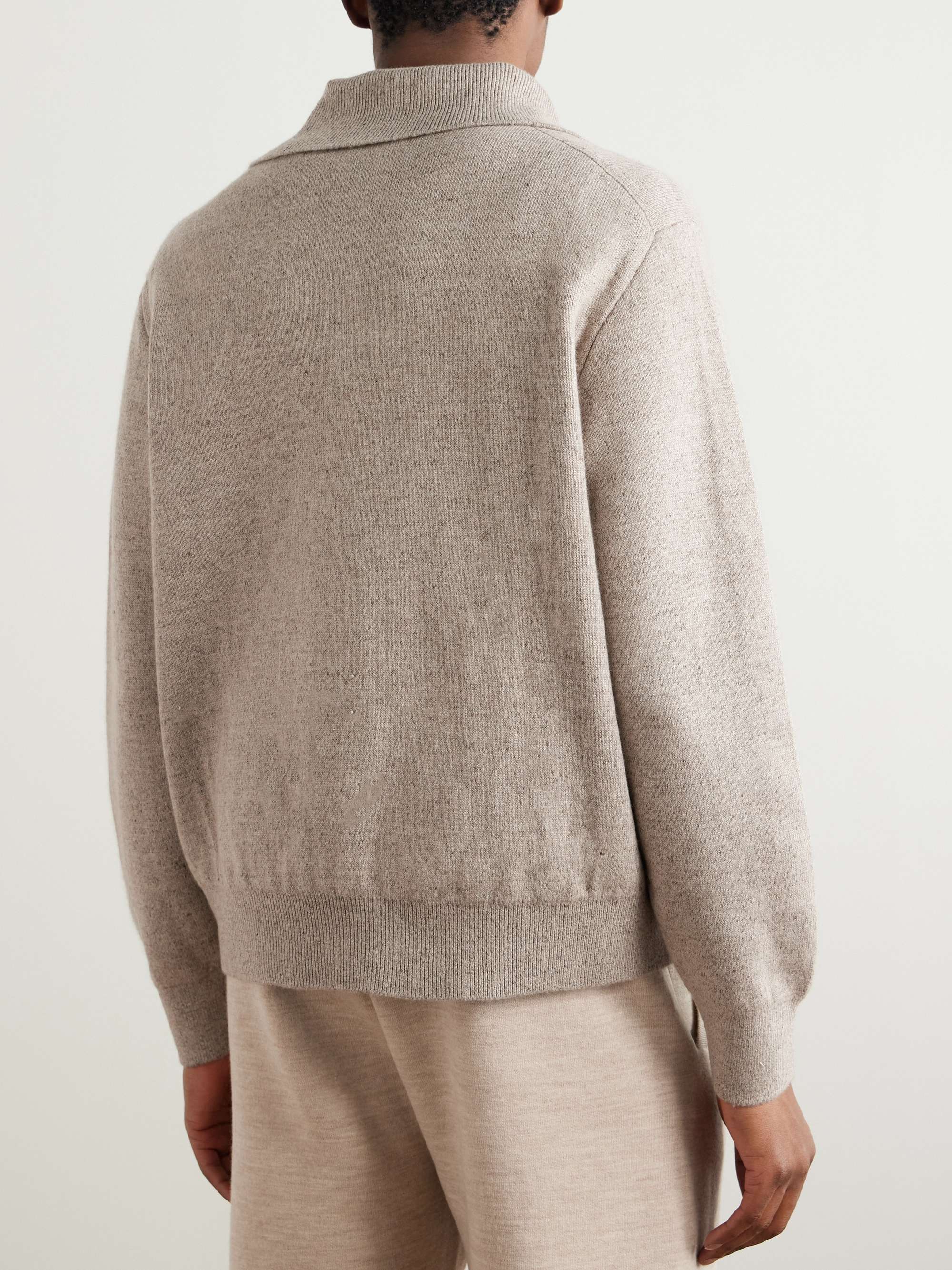 Linen and Cashmere-Blend Zip-Up Sweater view