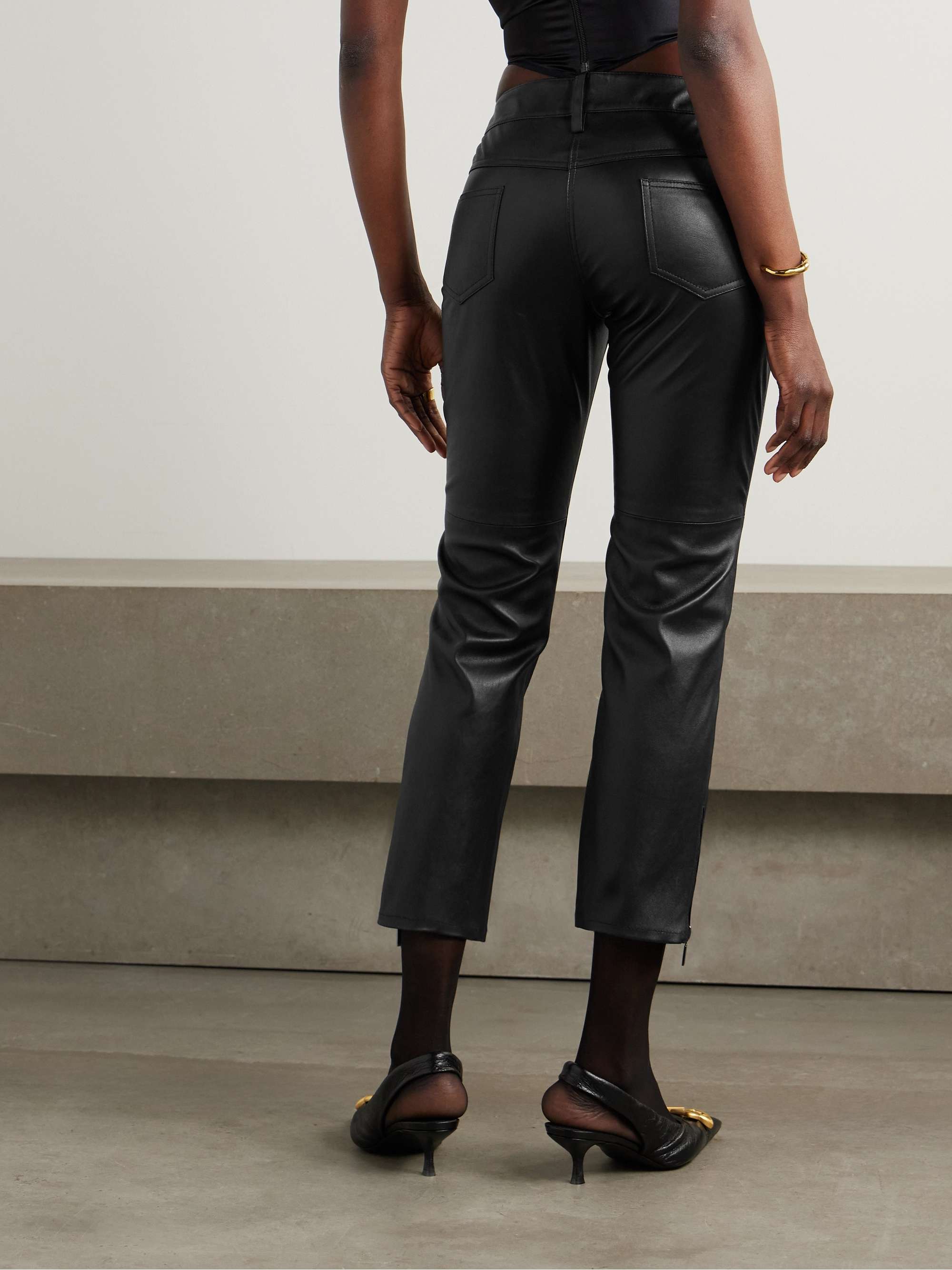 Cropped leather skinny pants view