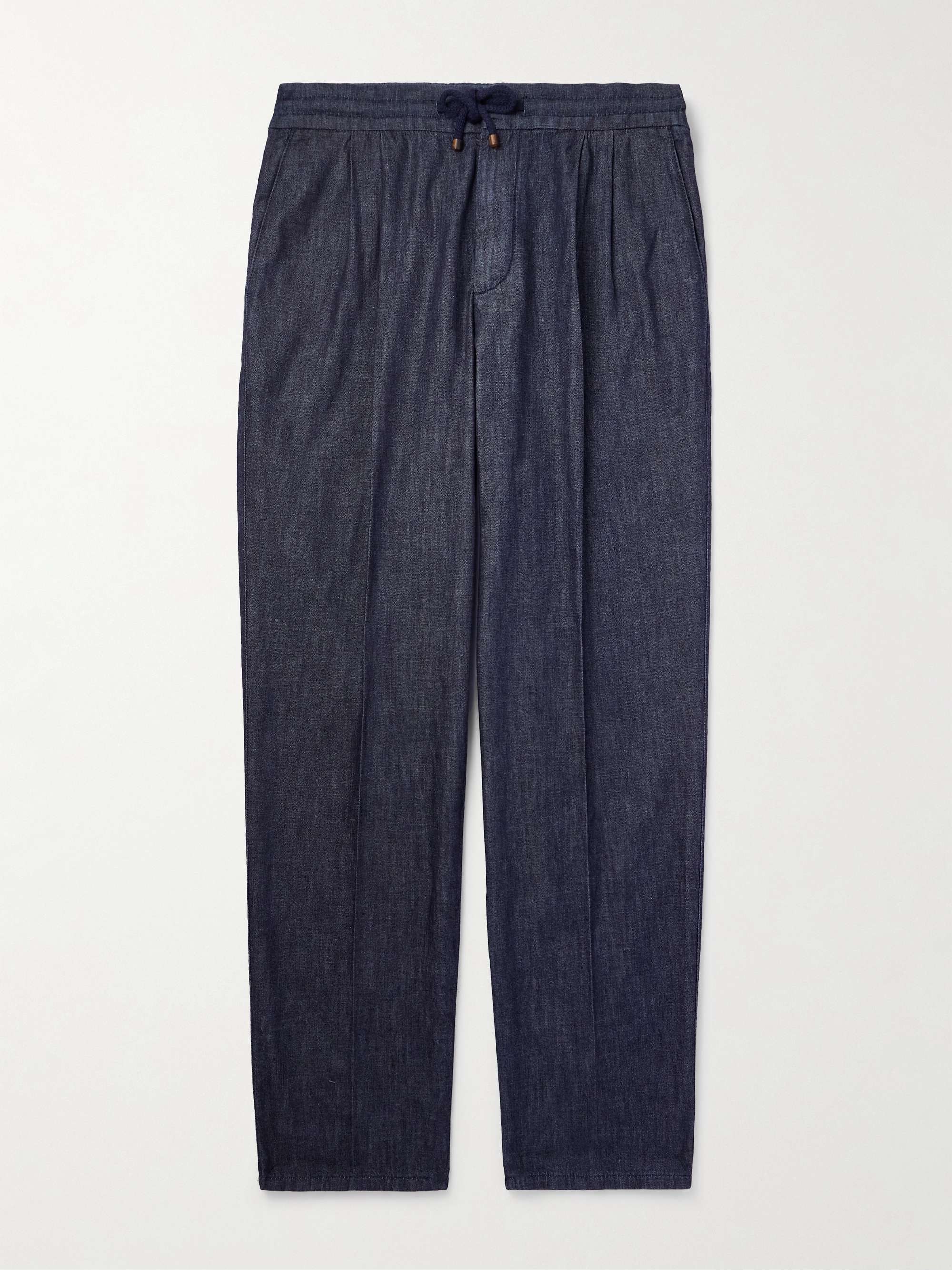 Pleated Denim Drawstring Trousers view