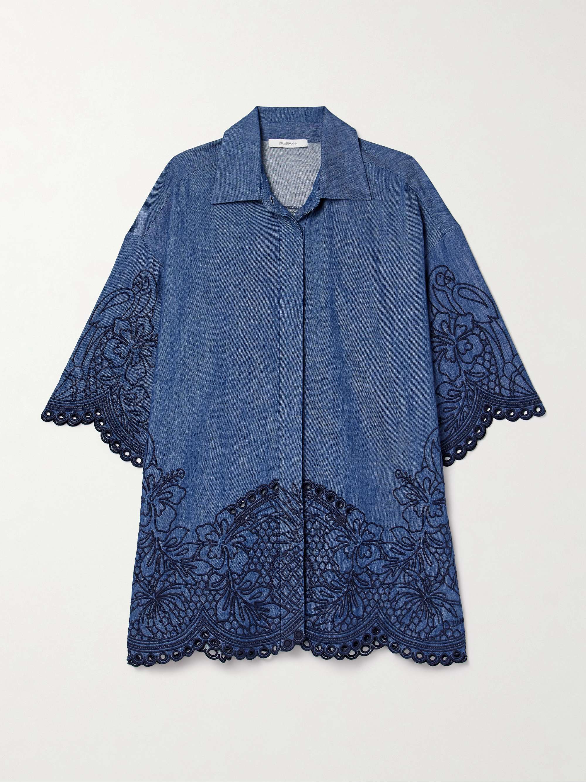 Coco embroidered cotton-chambray shirt view