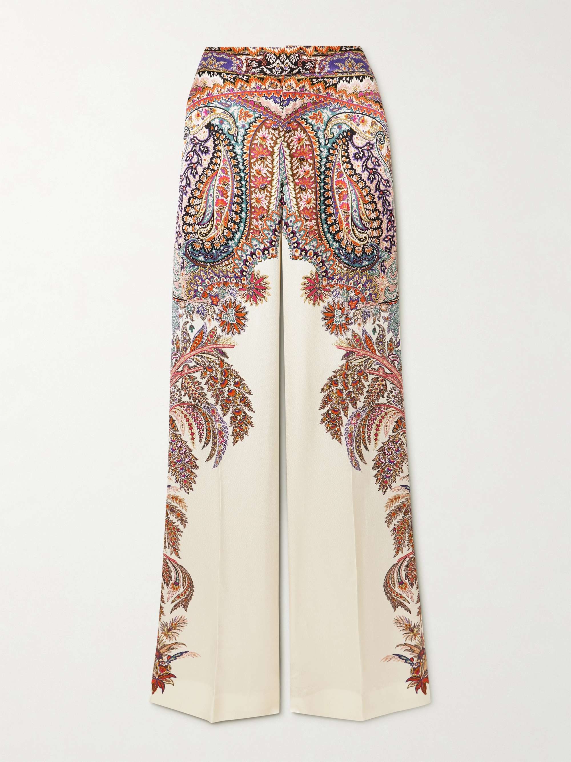 Printed satin wide-leg pants view