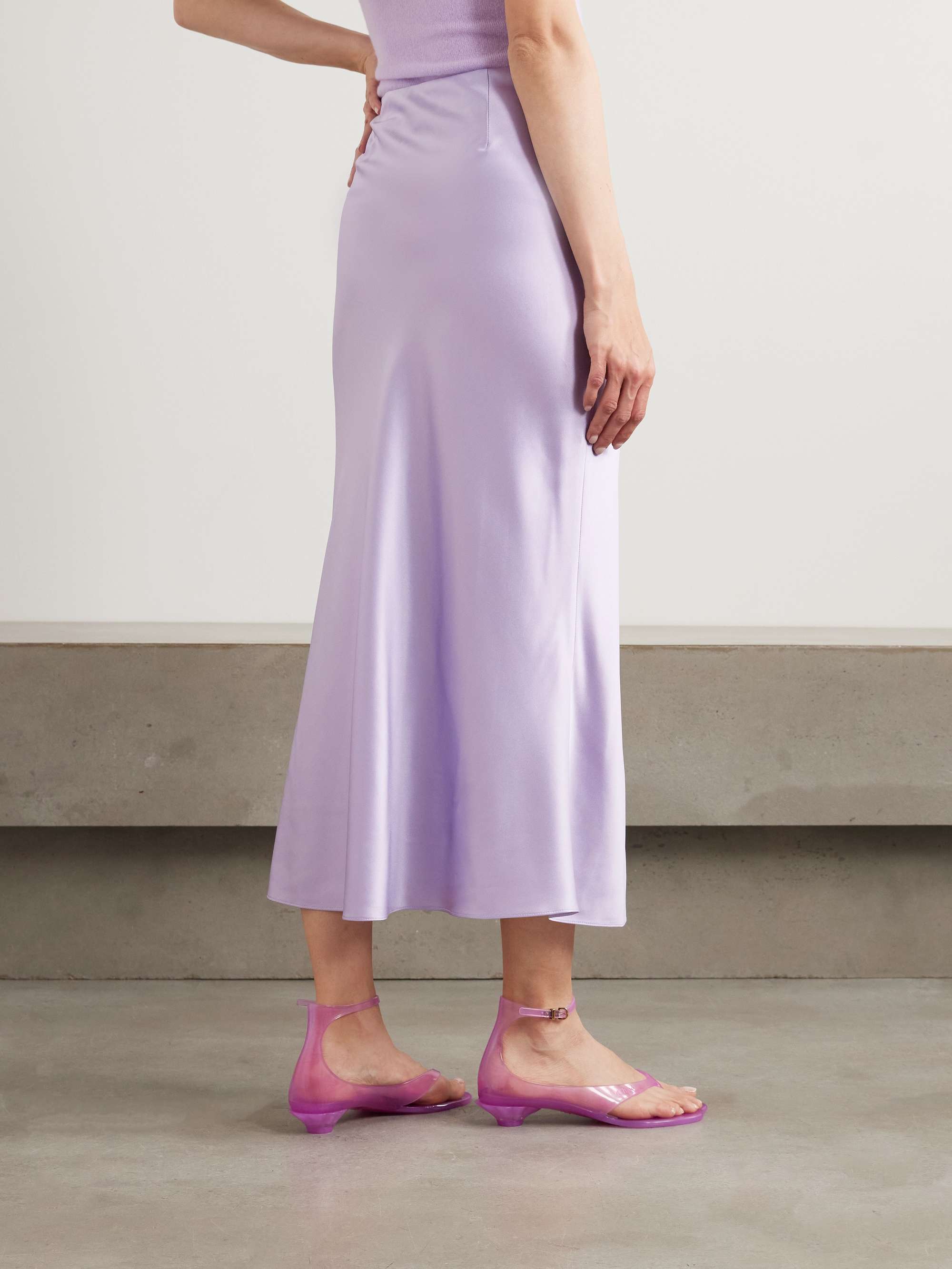 Clover silk-blend satin midi skirt view