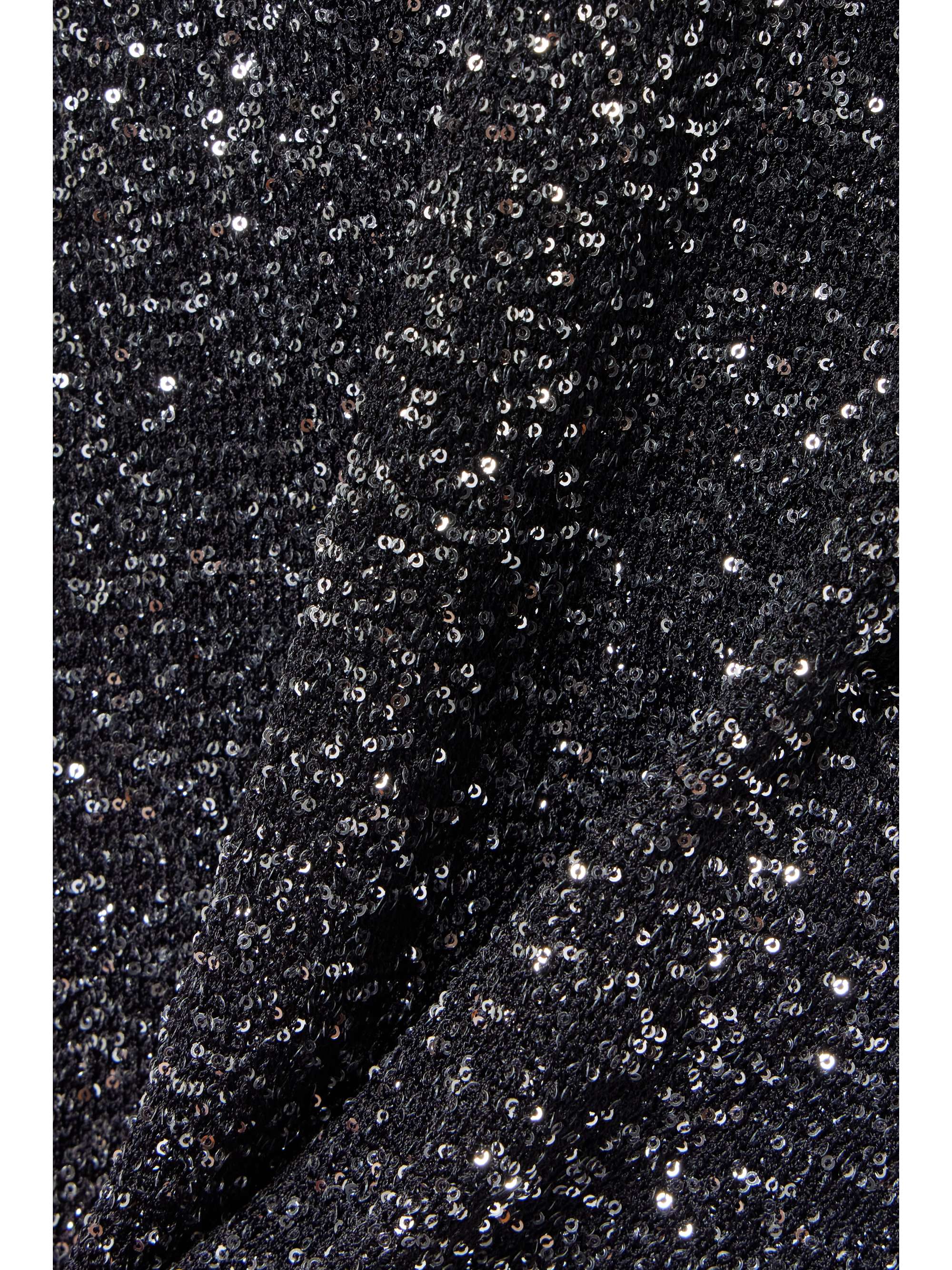 Sequined stretch-knit turtleneck maxi dress view