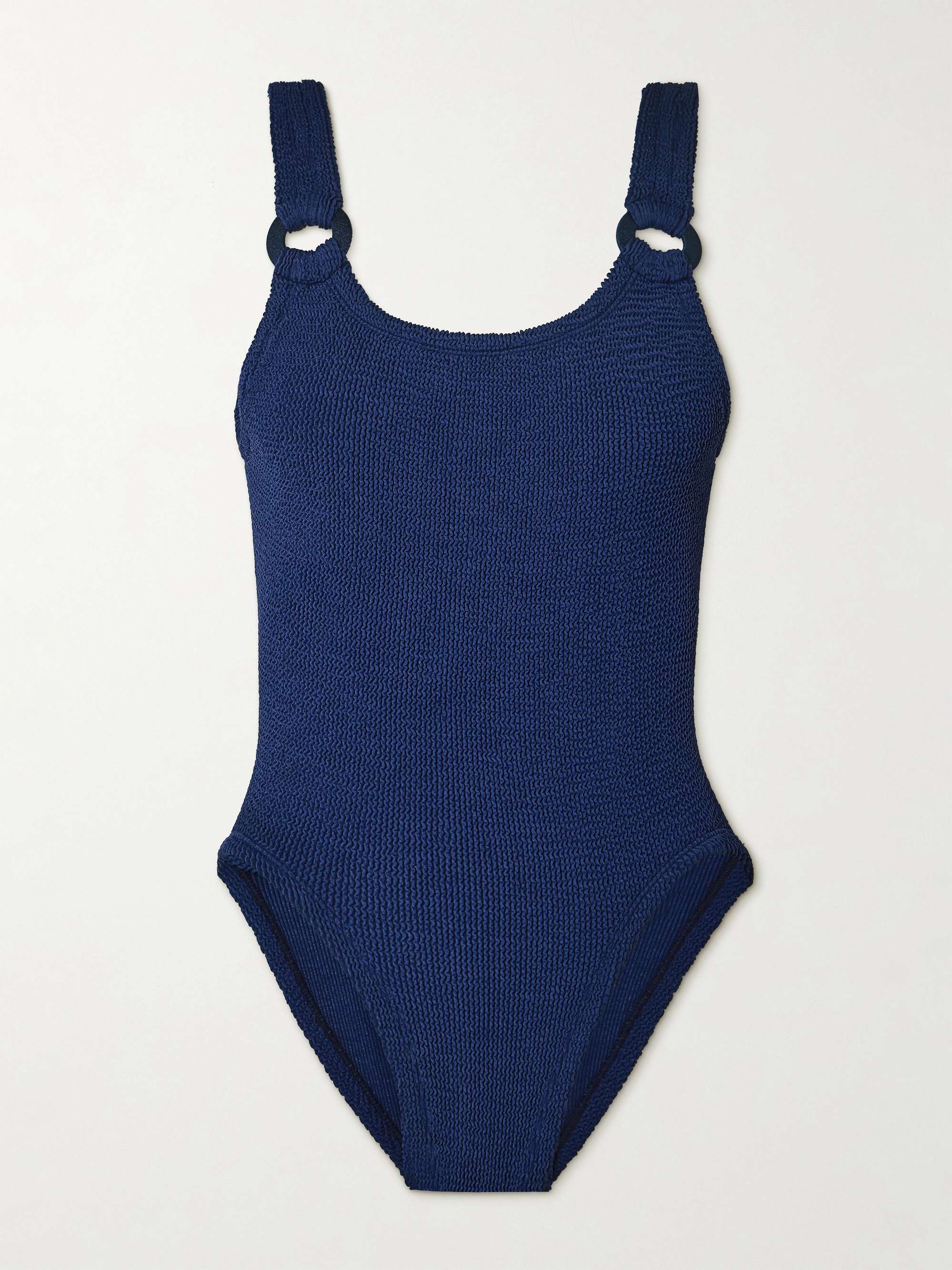 Domino embellished metallic seersucker swimsuit view