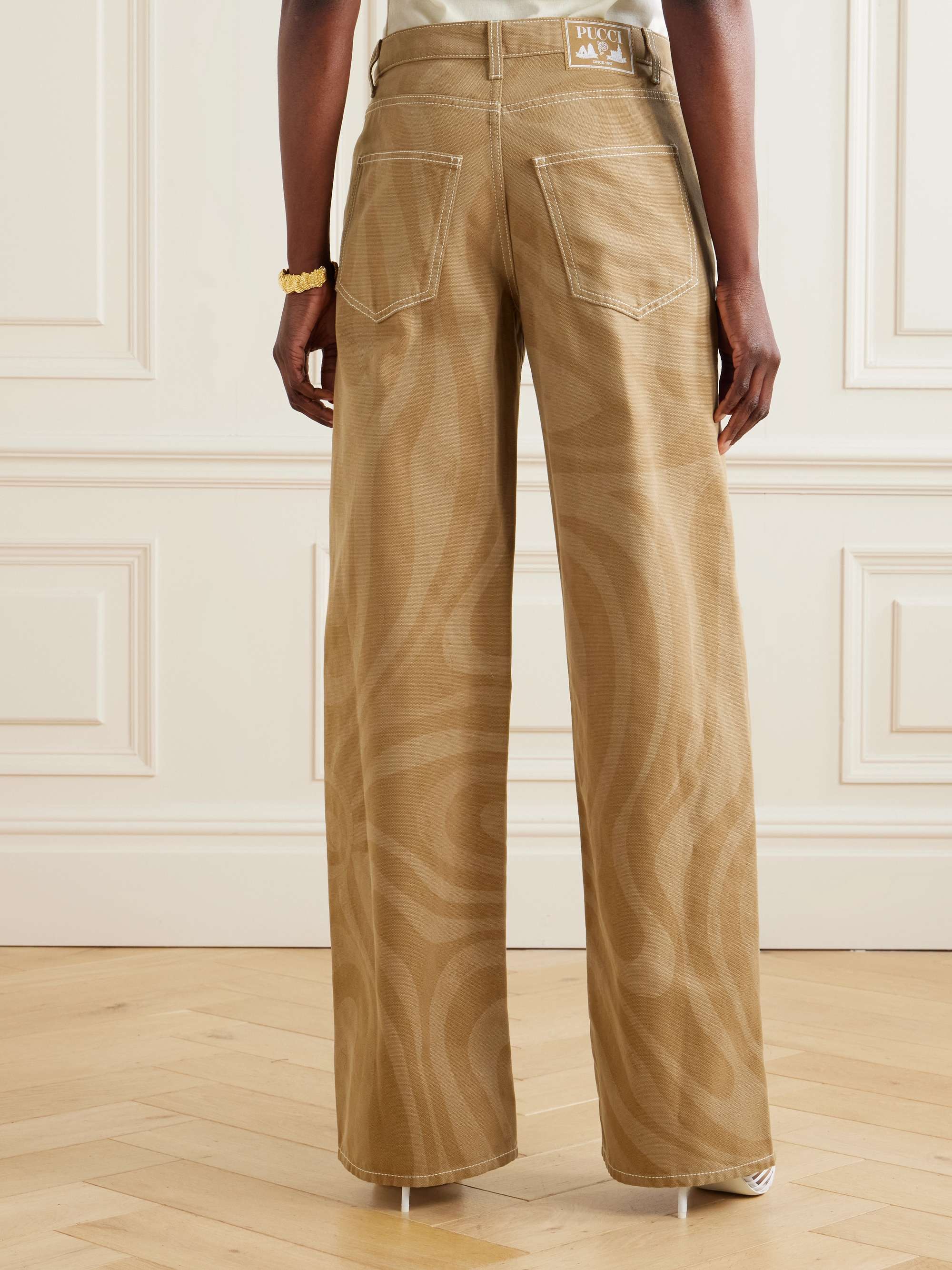 Printed cotton-canvas wide-leg pants view