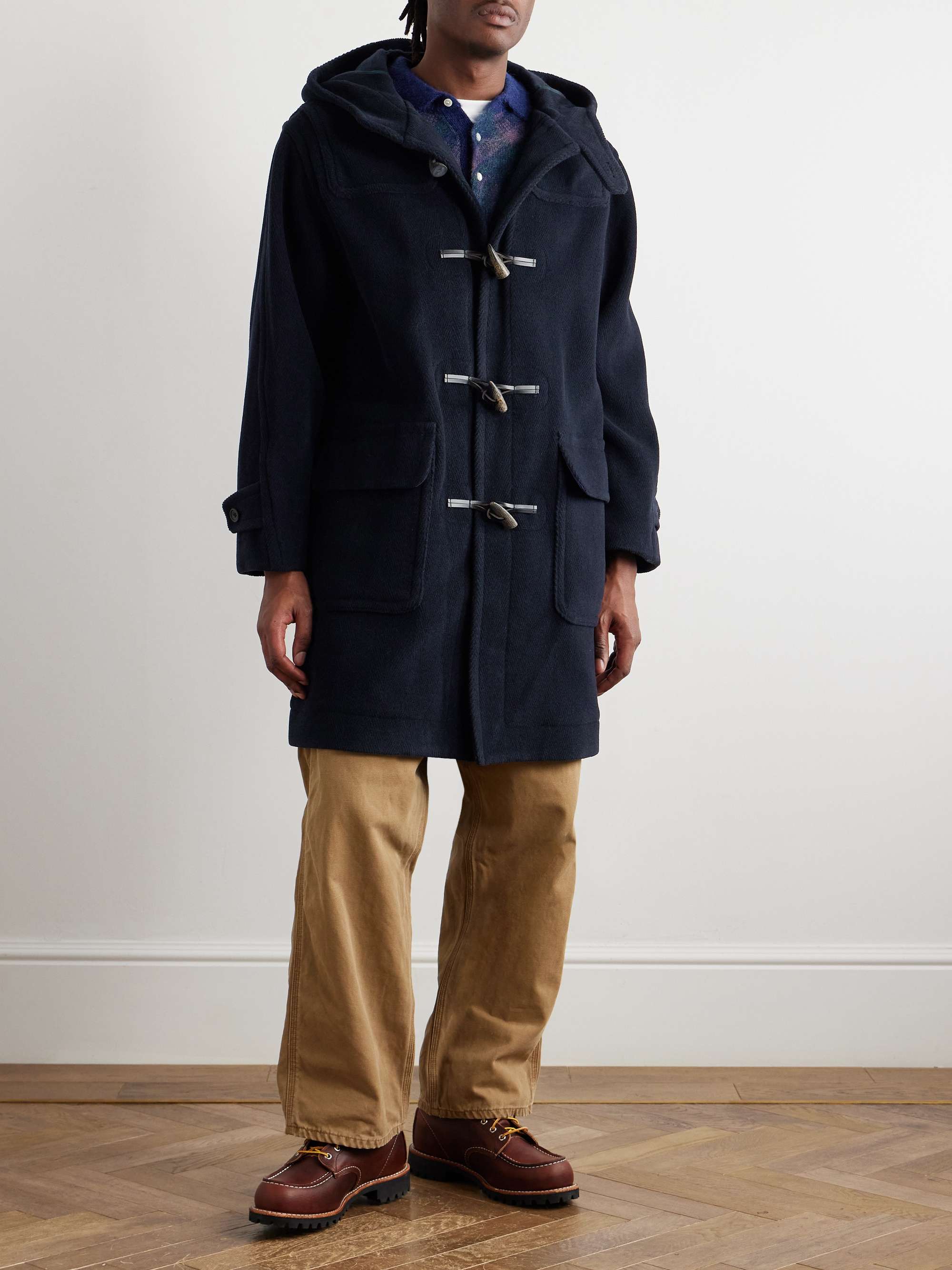 Herringbone Wool-Blend Hooded Duffle Coat view