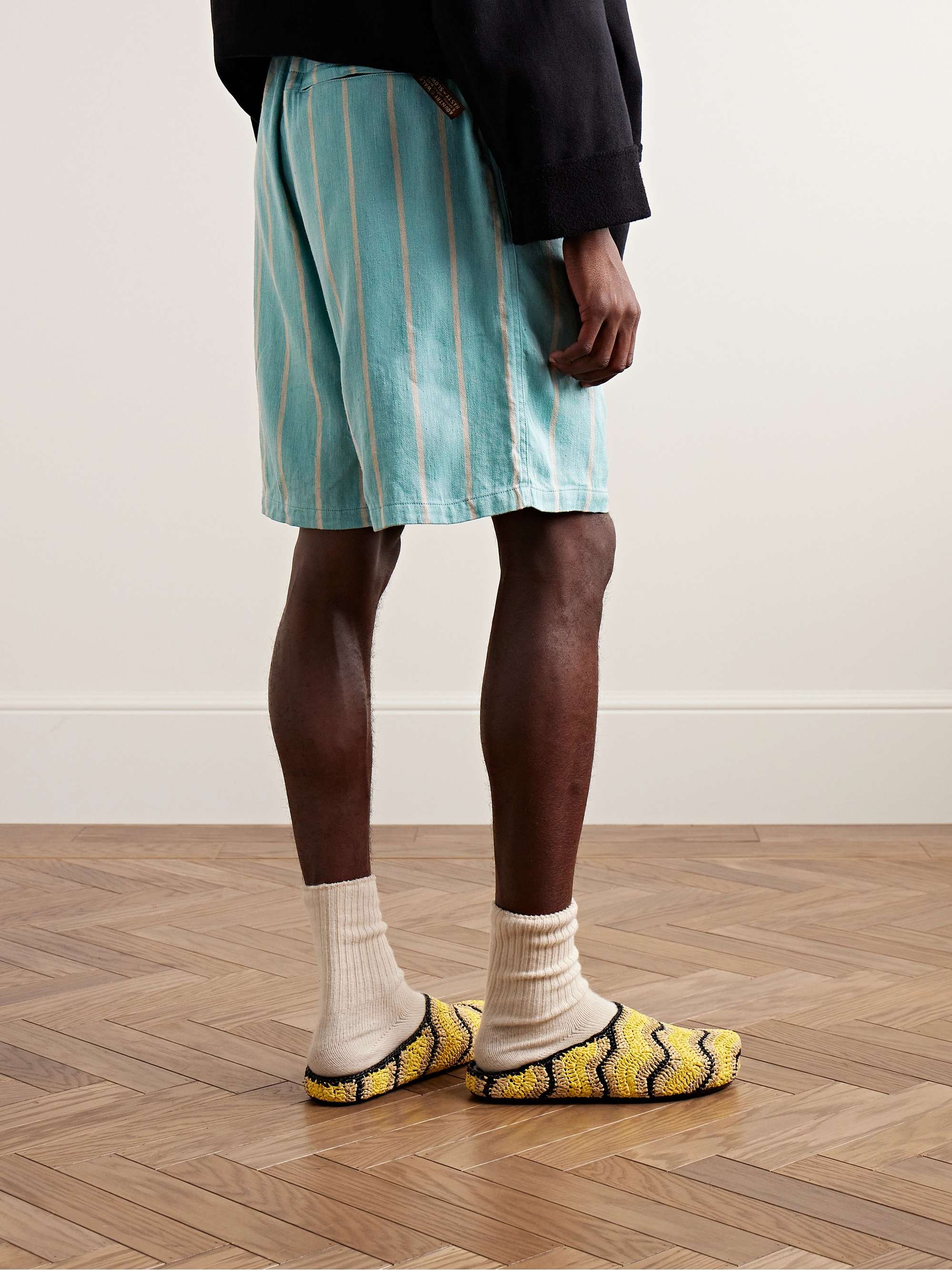 Phillies Straight-Leg Striped Belted Linen and Cotton-Blend Shorts view