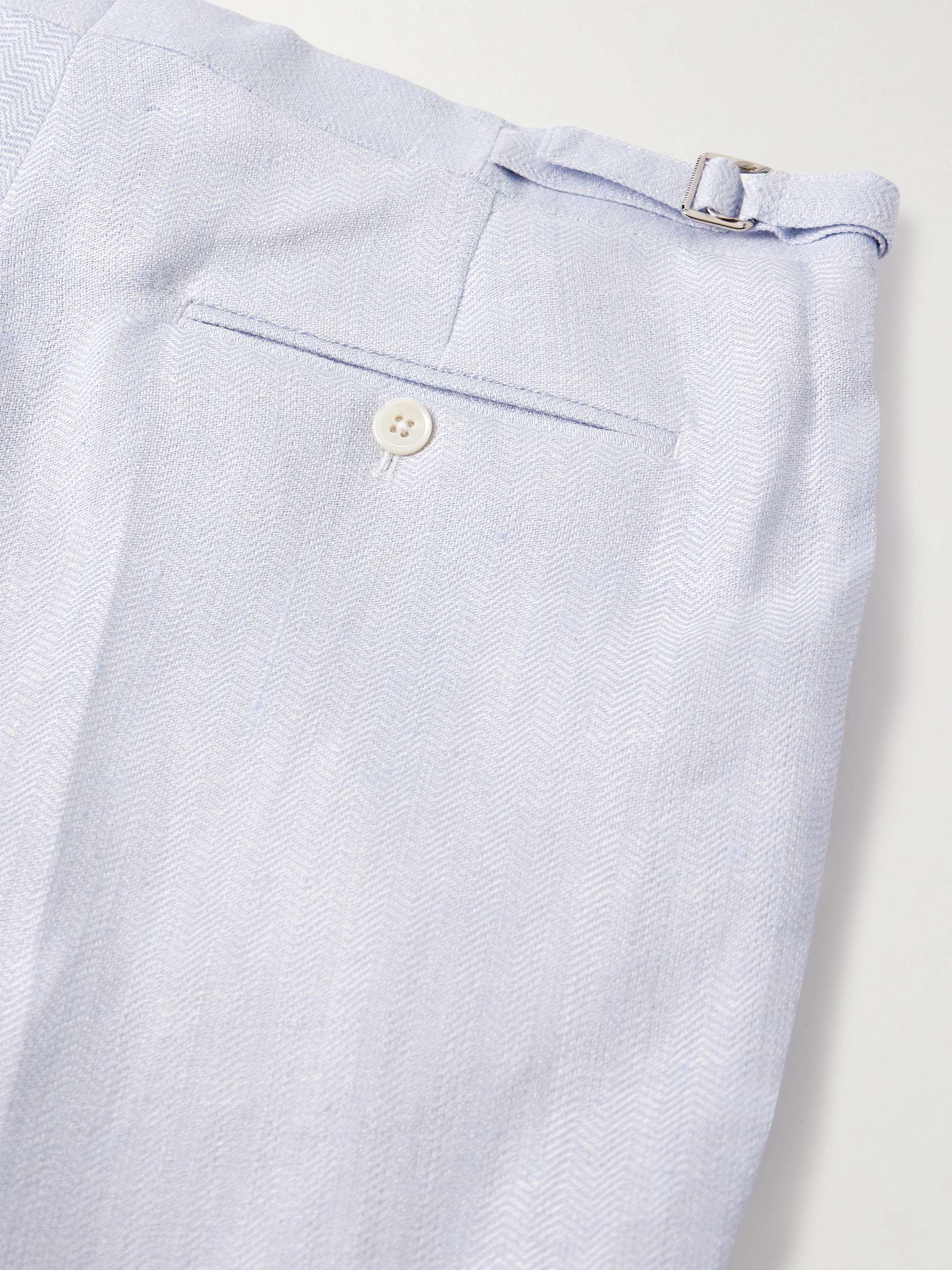 Slim-Fit Herringbone Linen and Silk-Blend Suit Trousers view