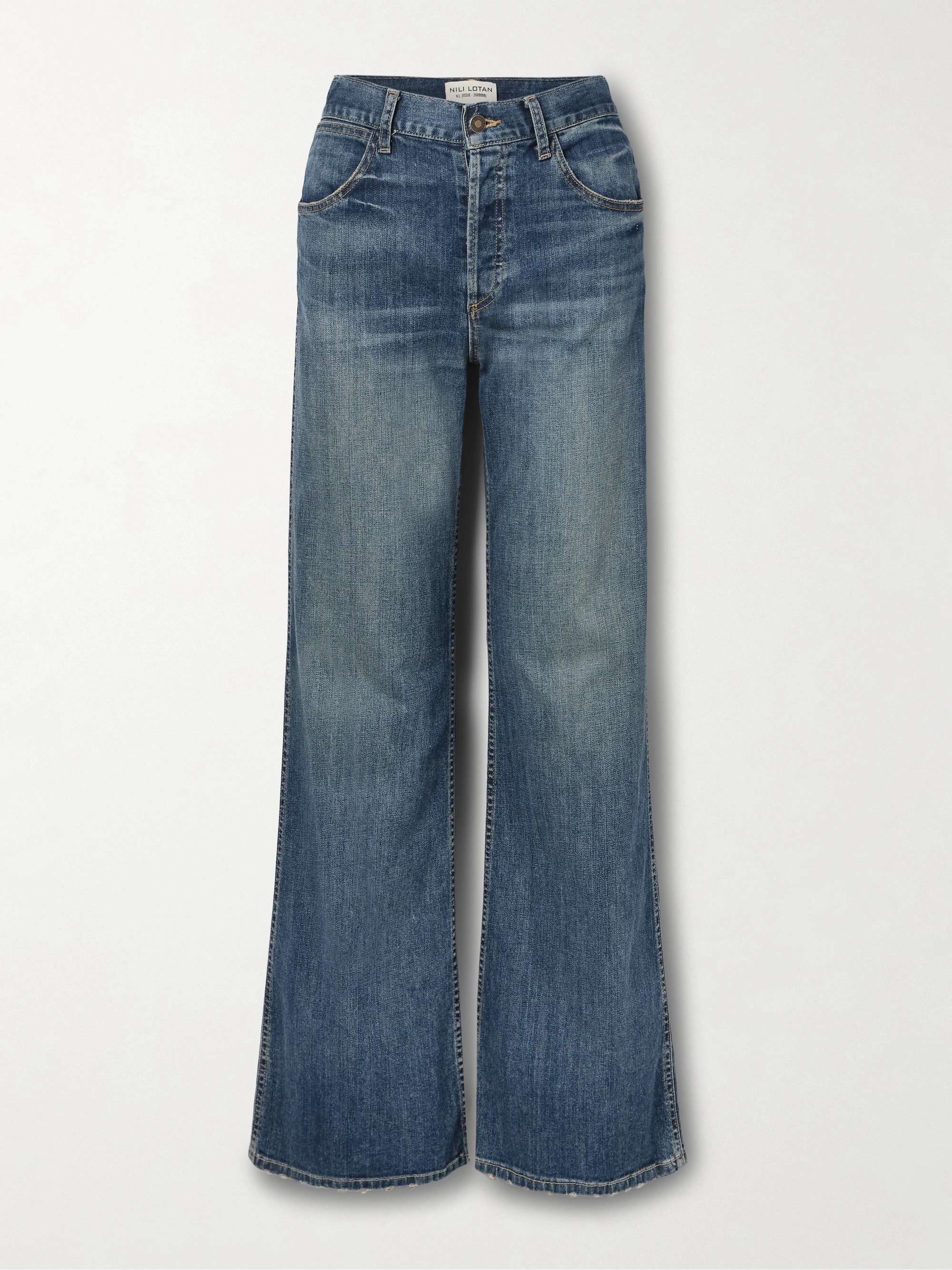 Terrell frayed high-rise straight-leg jeans view