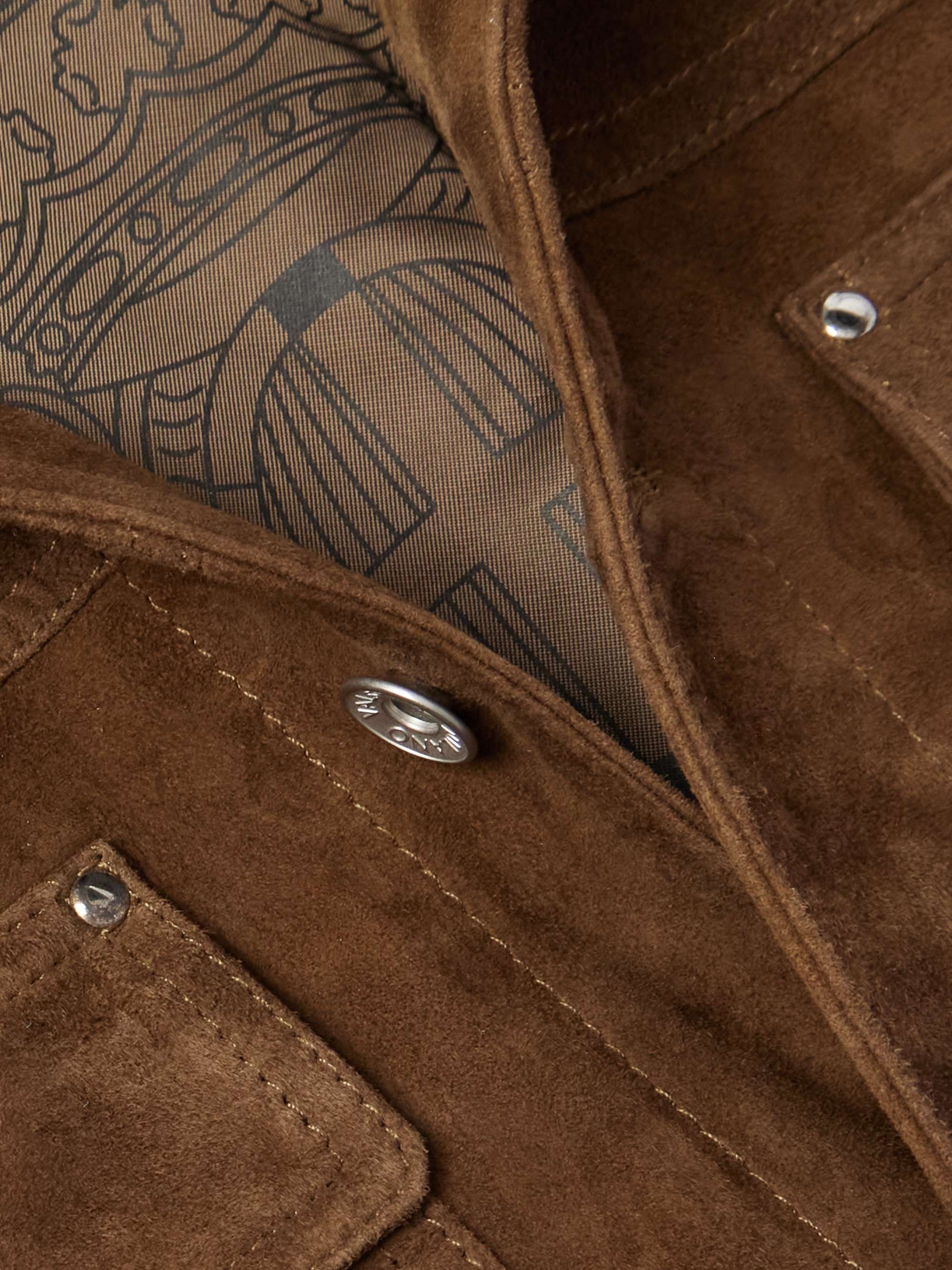 Dylan Corduroy-Trimmed Suede Trucker Jacket view