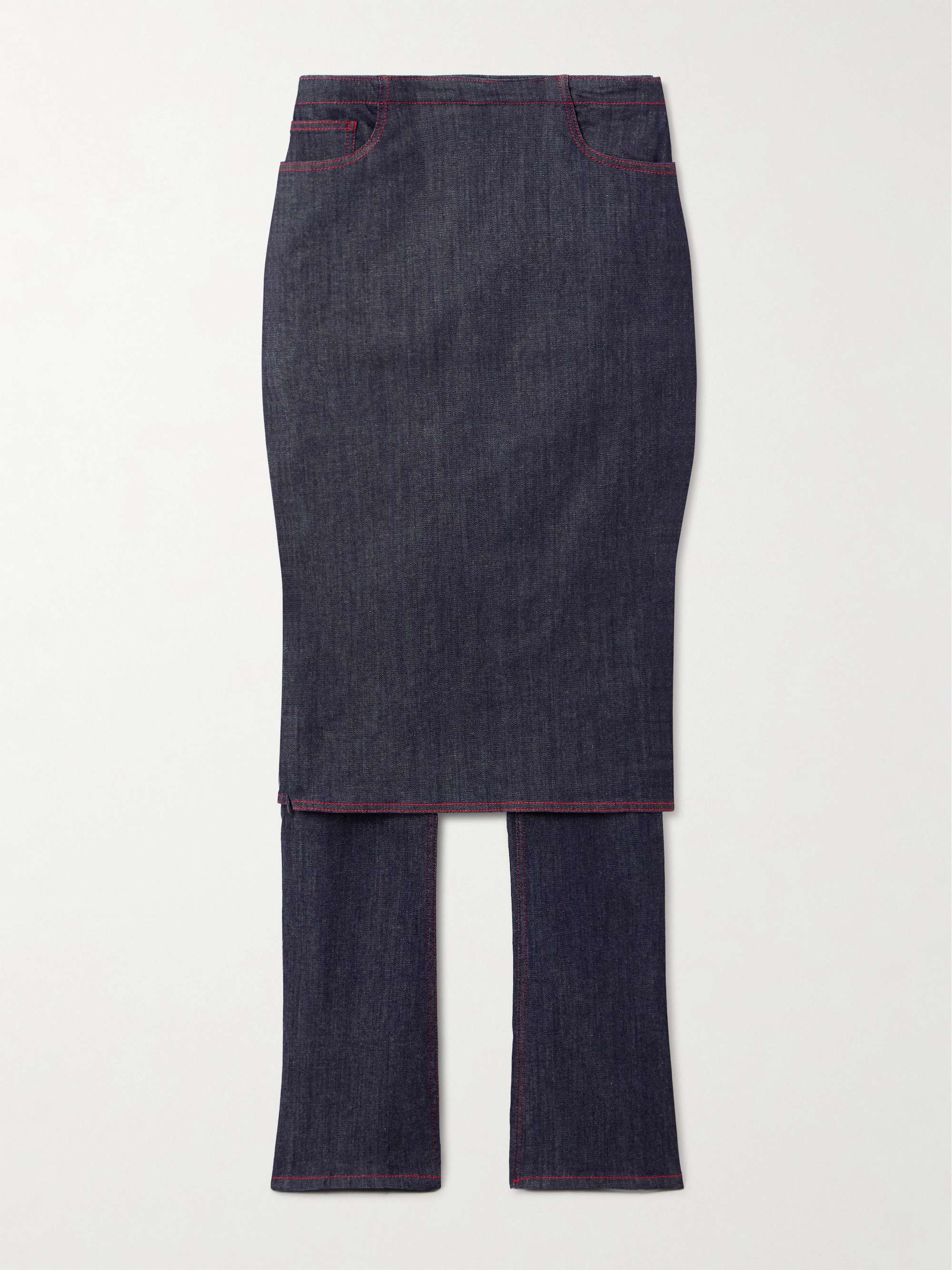 High-rise straight-leg layered jeans view
