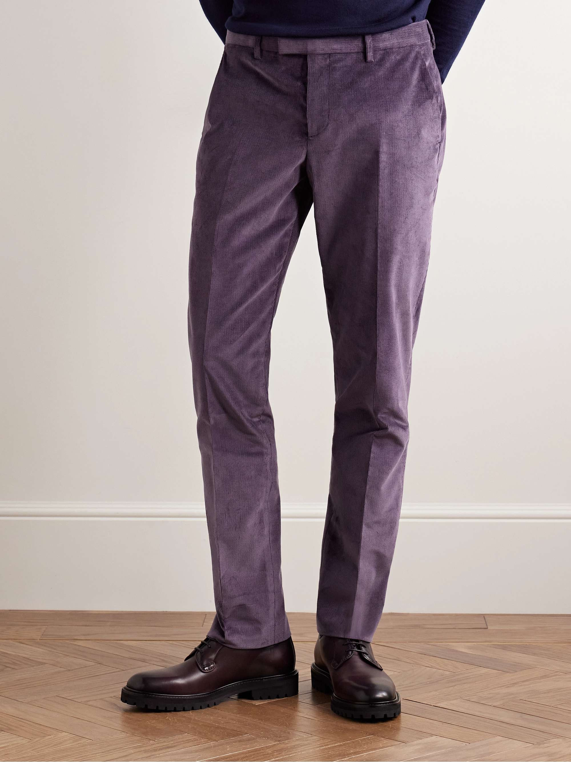 Slim-Fit Stretch-Cotton Corduroy Suit Trousers view