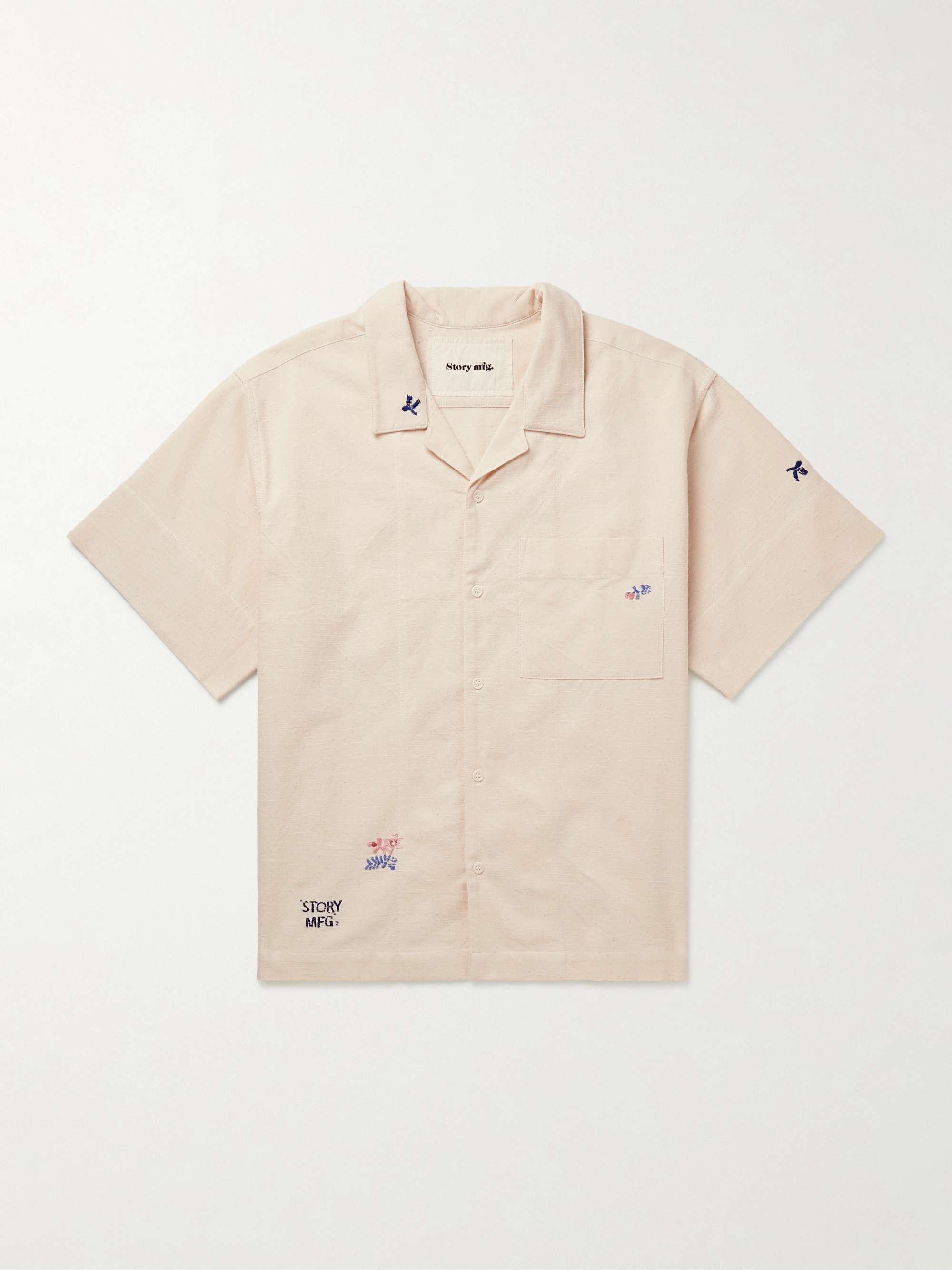 Greetings Camp-Collar Embroidered Organic Cotton Shirt view