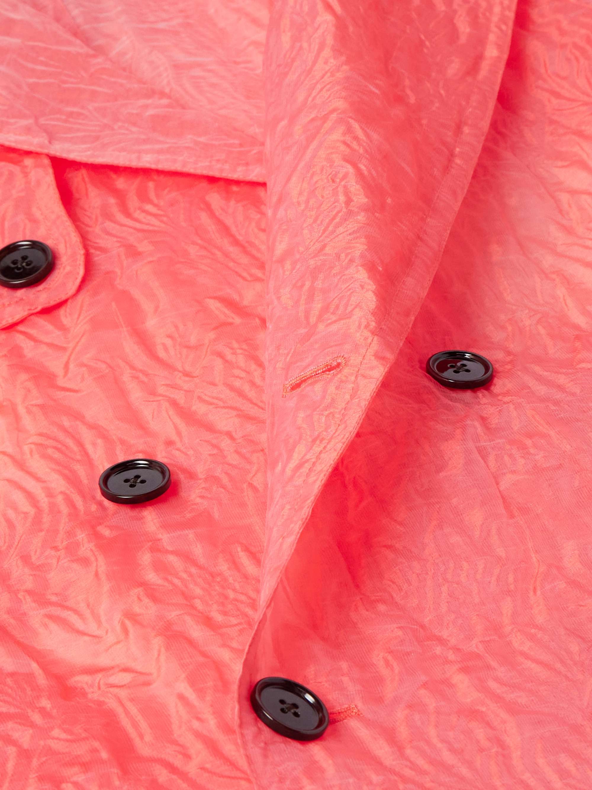 Double-Breasted Crinkled-Organza Trench Coat view