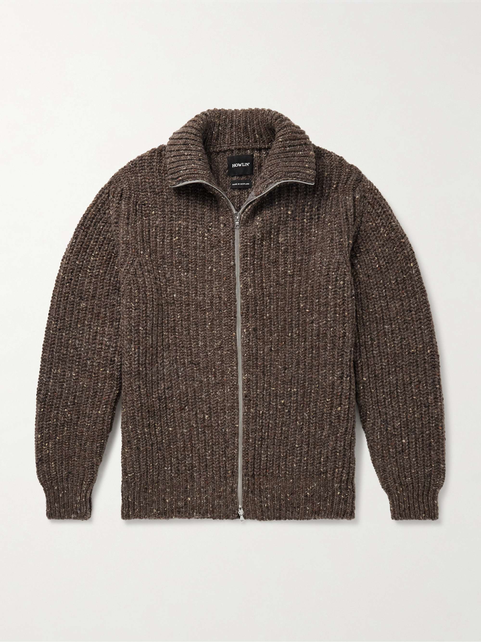 Loose Ends Ribbed Donegal Wool Zip-Up Cardigan view