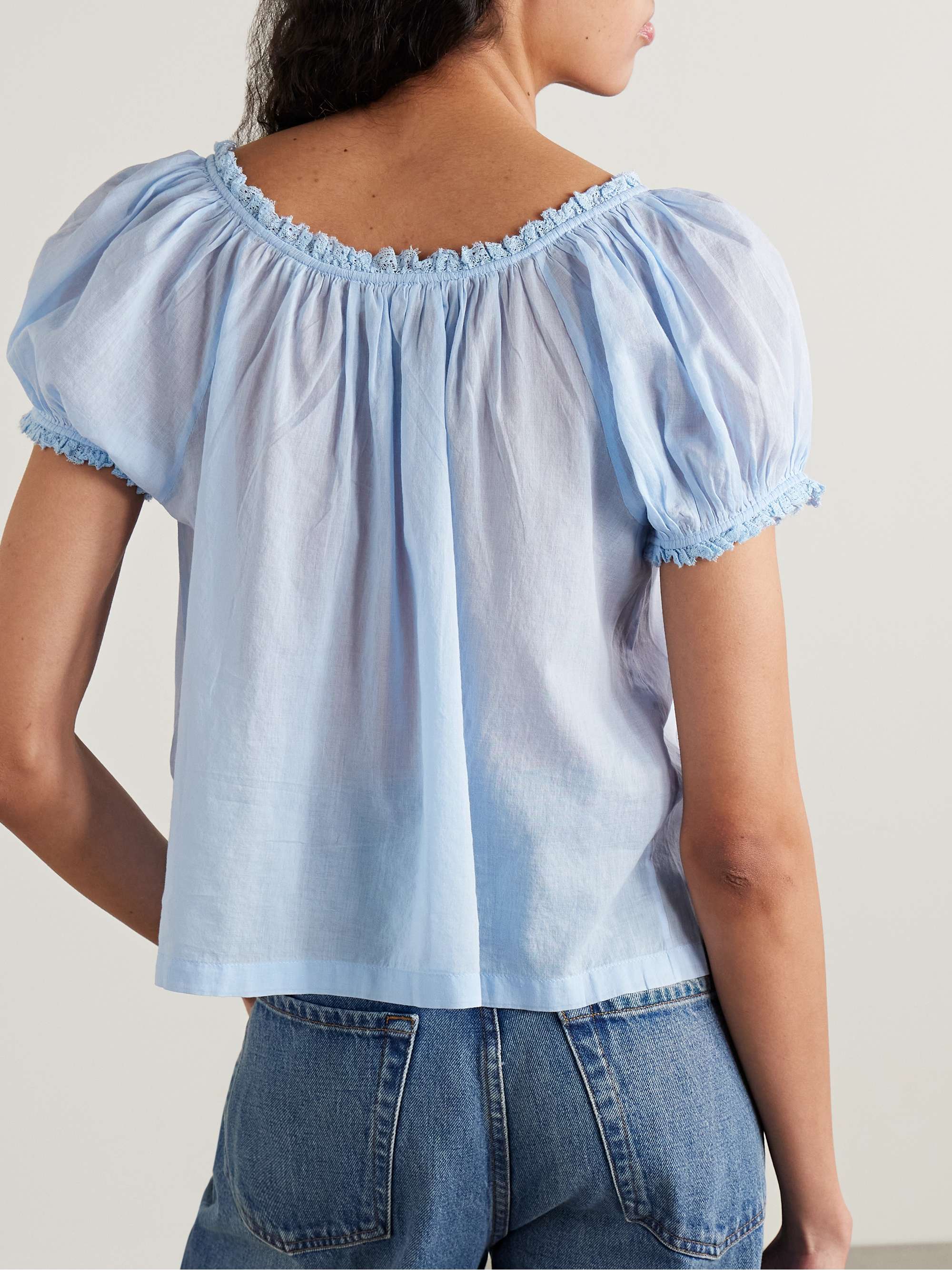 Frederica lace-trimmed organic cotton-voile blouse view