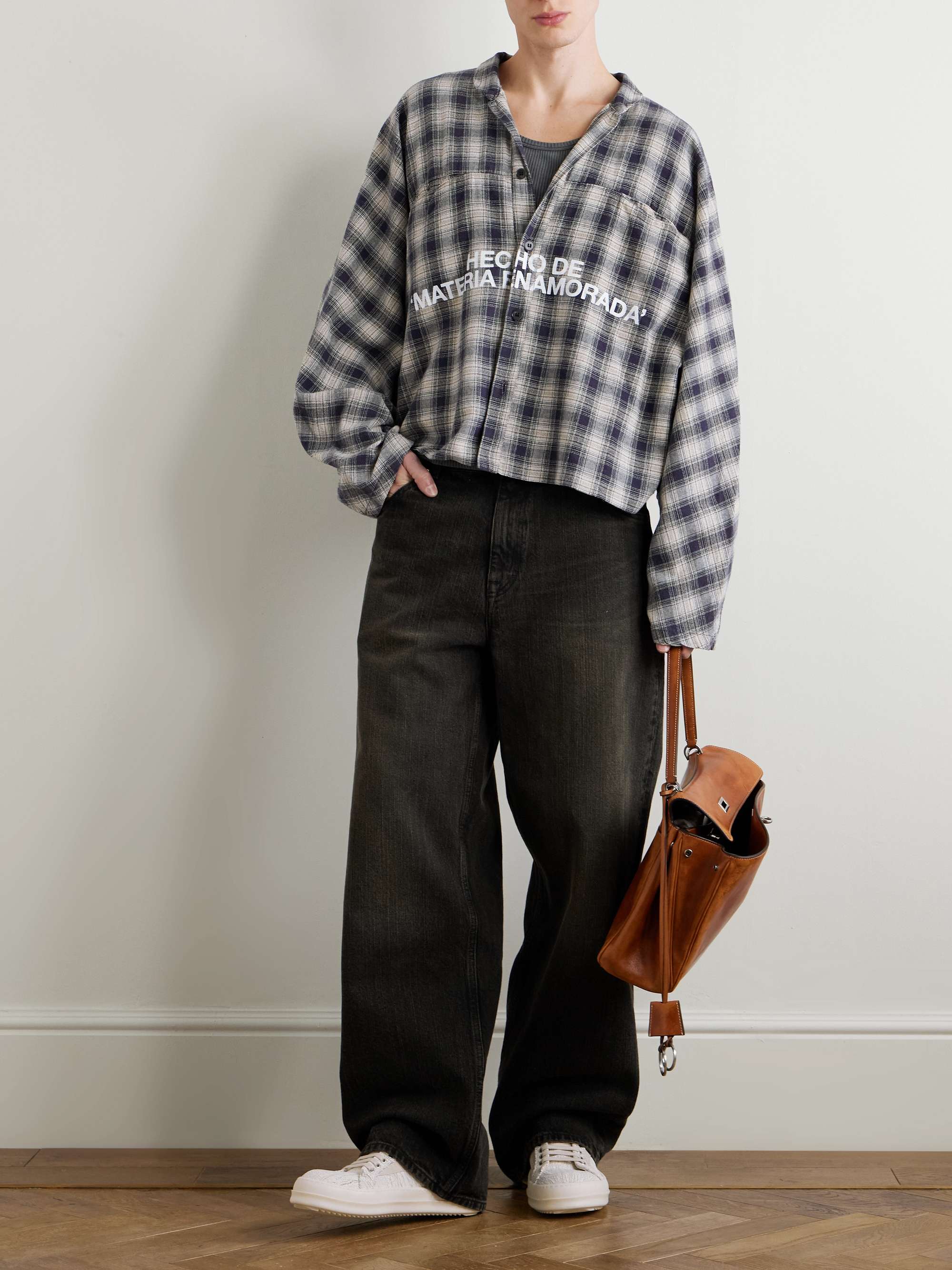 Materia Nazarene Oversized Printed Checked Cotton-Flannel Shirt view