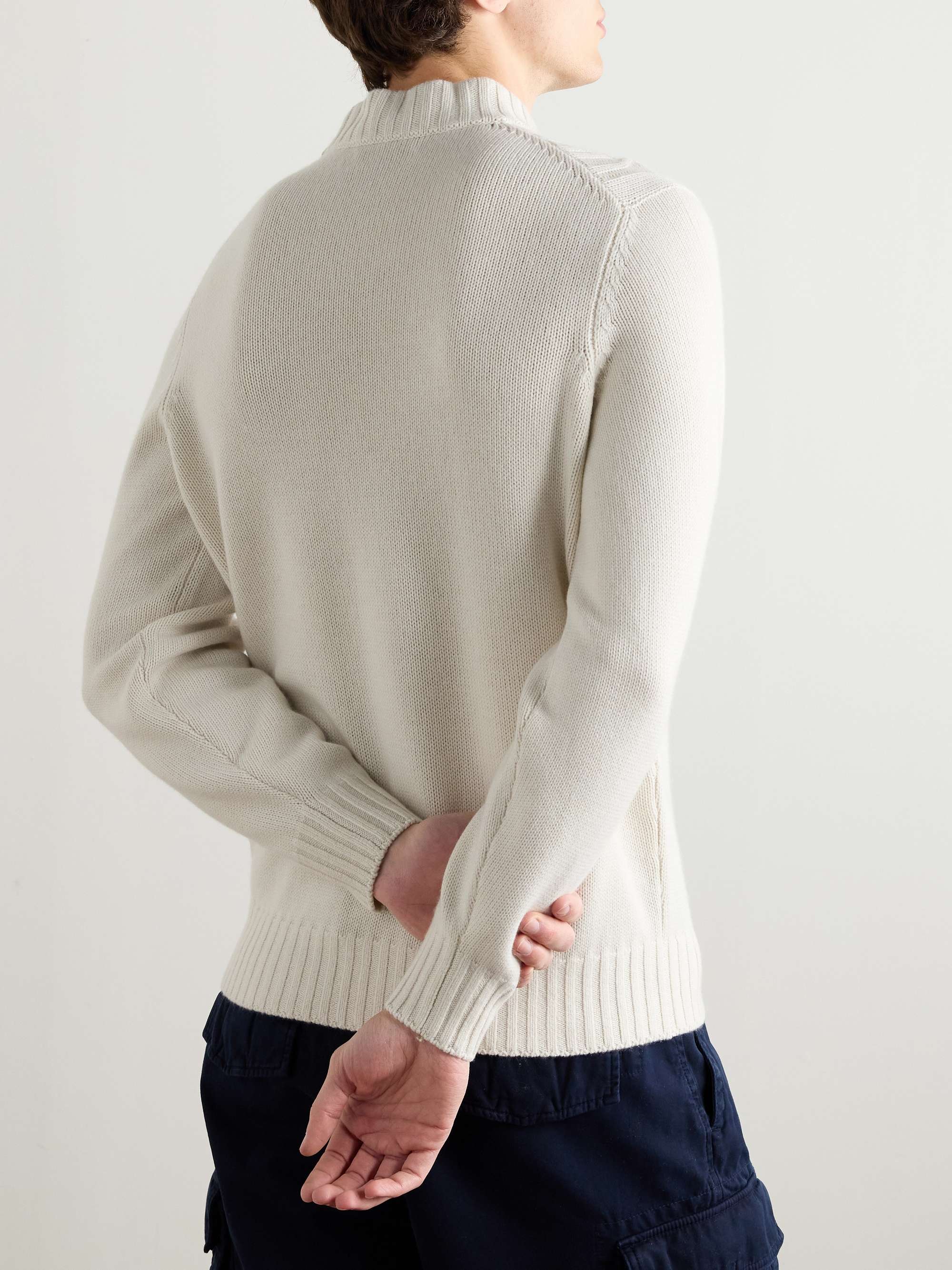 Cable-Knit Cashmere Mock-Neck Sweater view