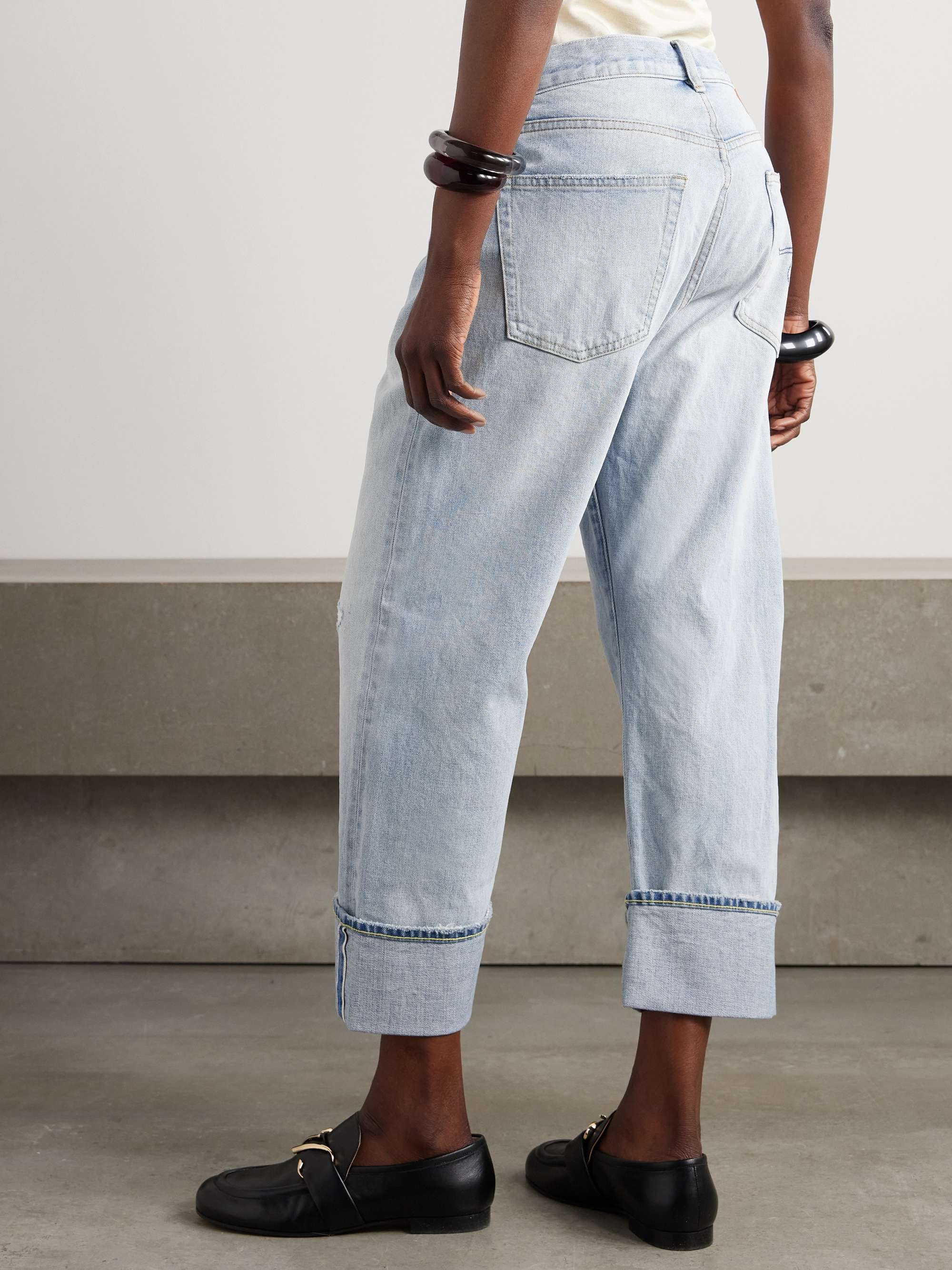 Cuffed X-BF distressed low-rise straight-leg jeans view