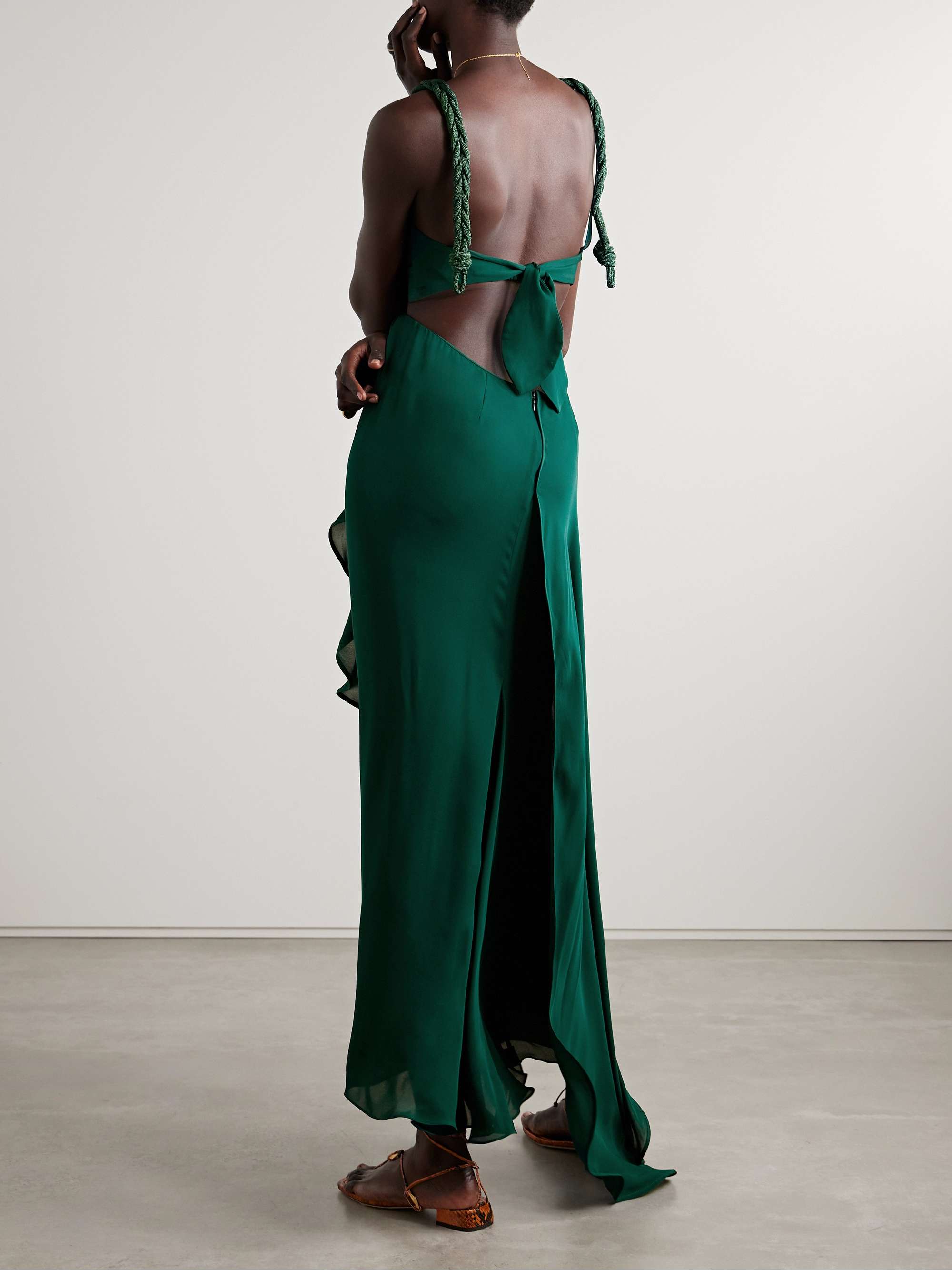 Sea Poem cutout draped silk crepe de chine maxi dress view