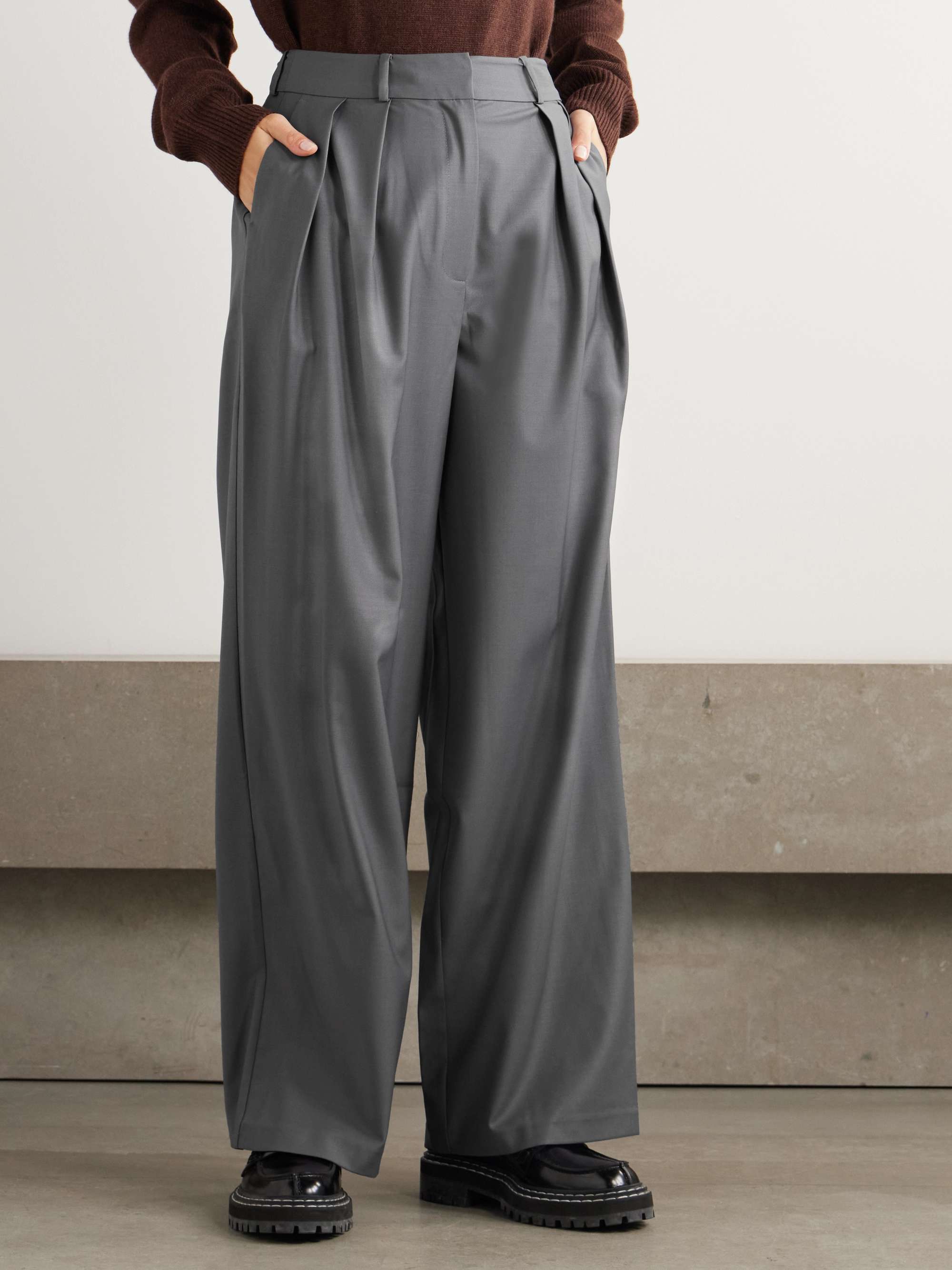 Ripley pleated grain de poudre wide-leg pants view