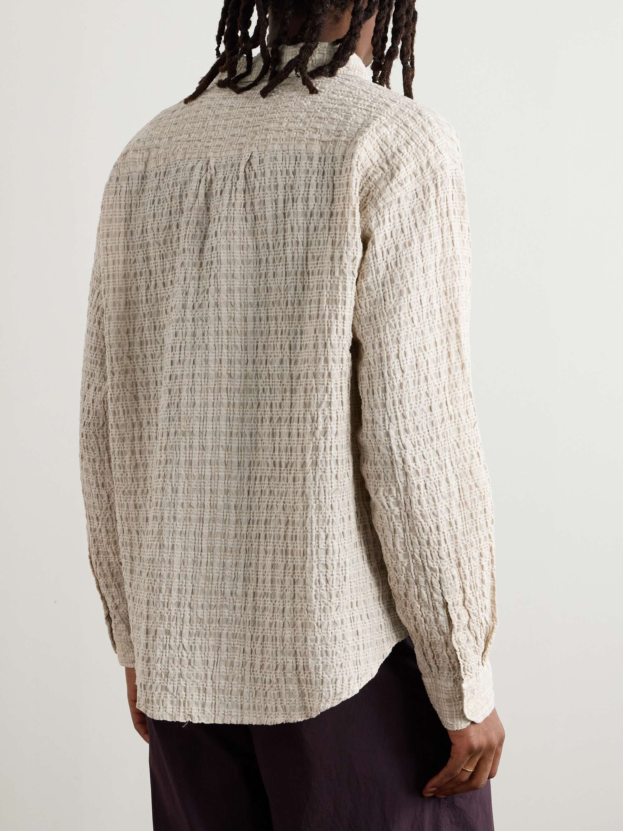 Executive Cotton and Linen-Blend Seersucker Shirt view