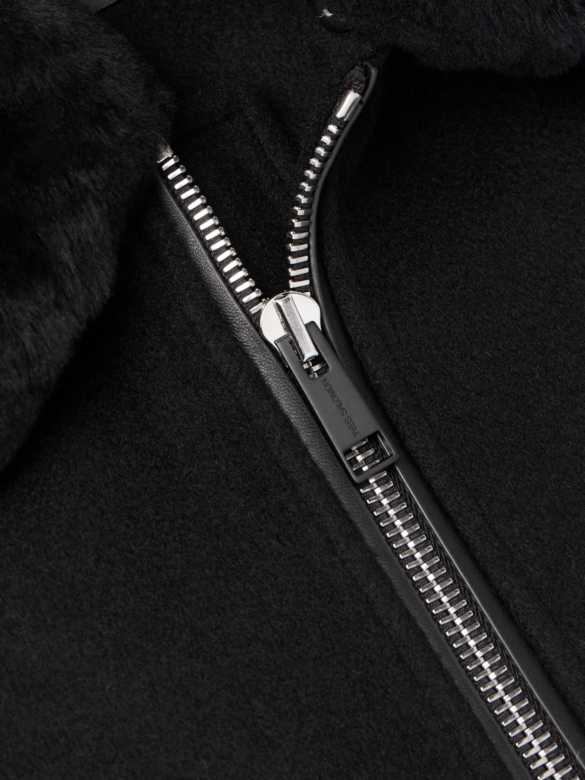 Leather and Shearling-Trimmed Wool and Cashmere-Blend Jacket view