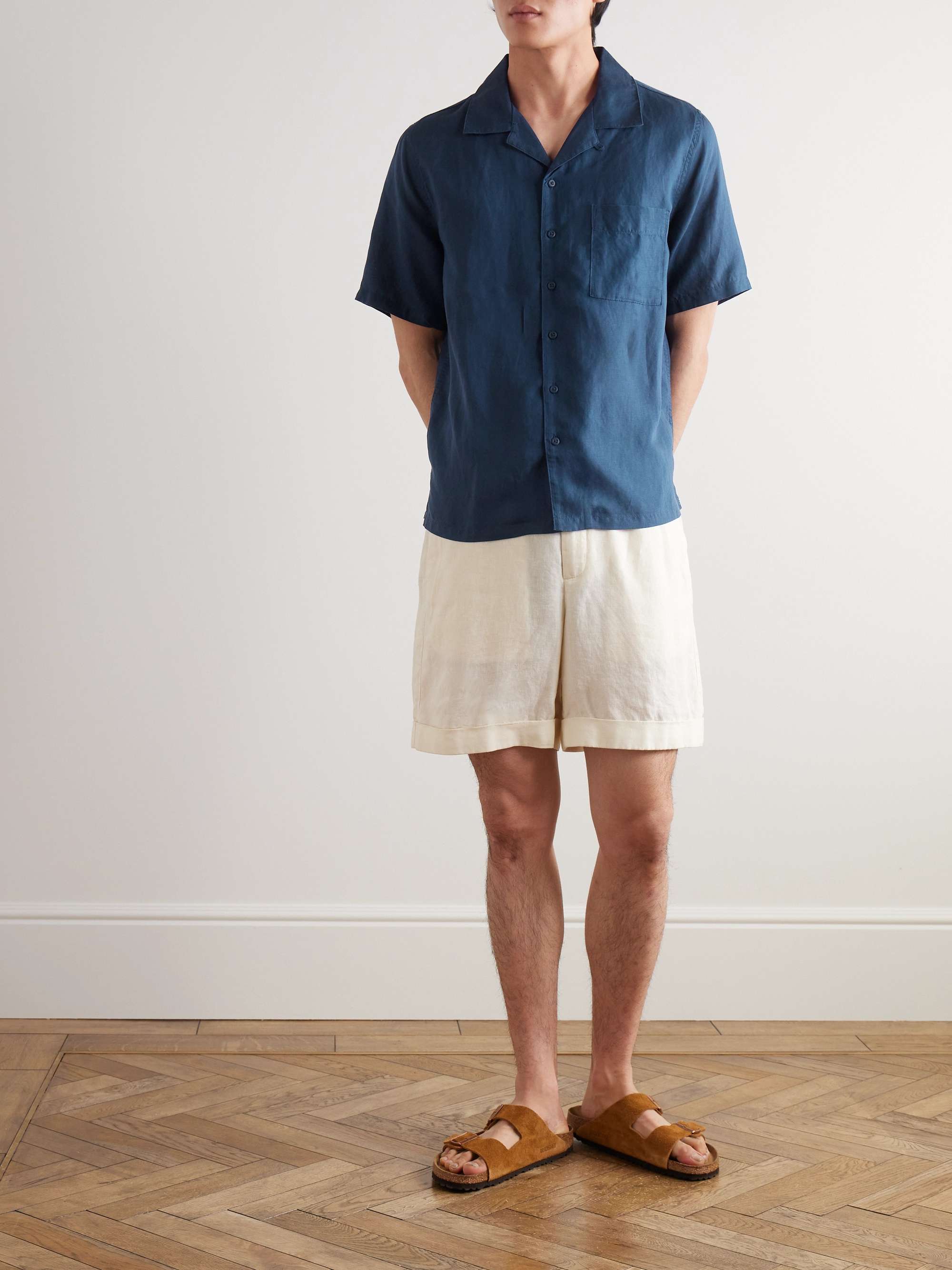 Air Convertible-Collar Linen and Lyocell-Blend Shirt view