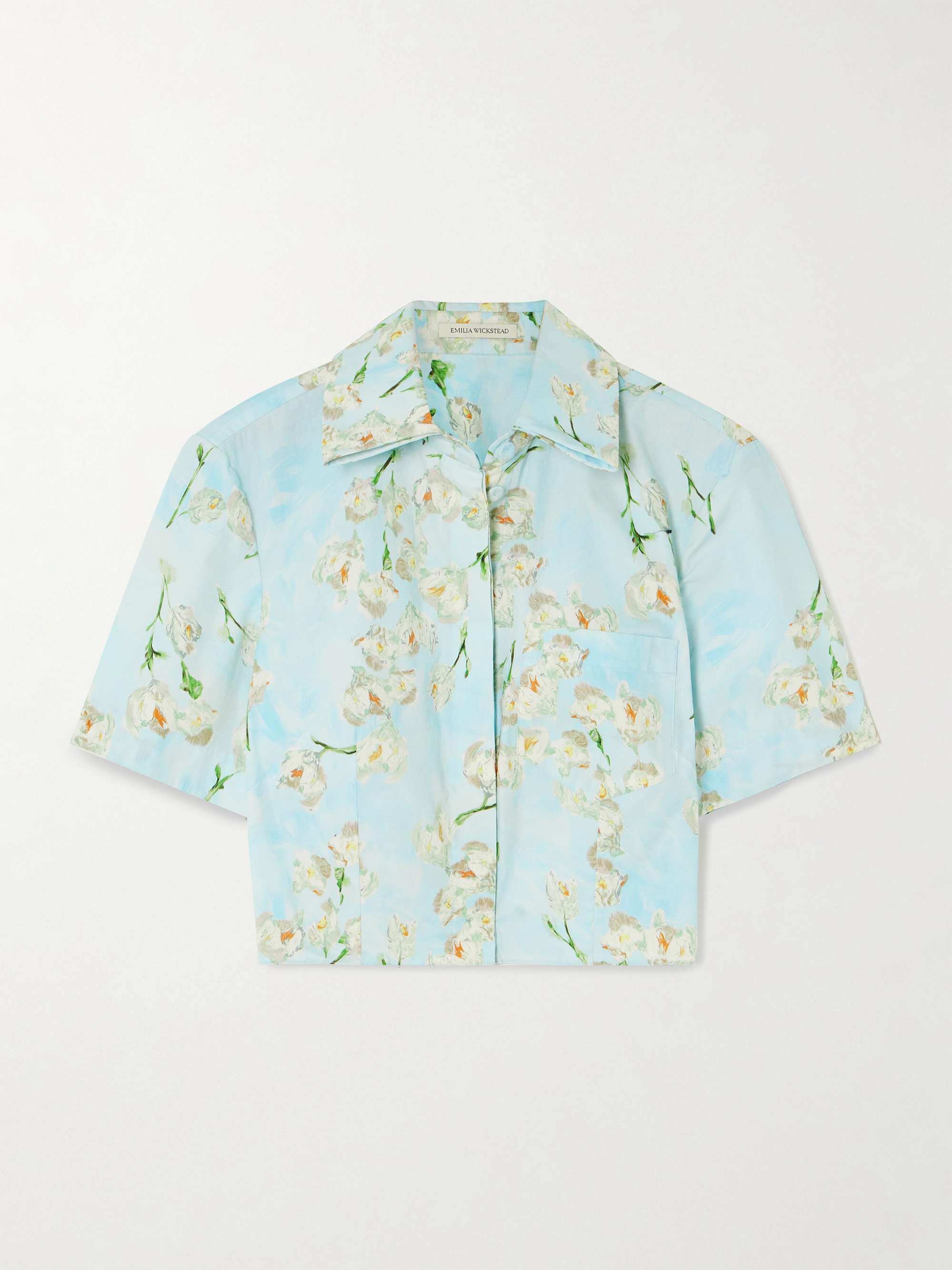 Natalie cropped floral-print cotton-poplin shirt view