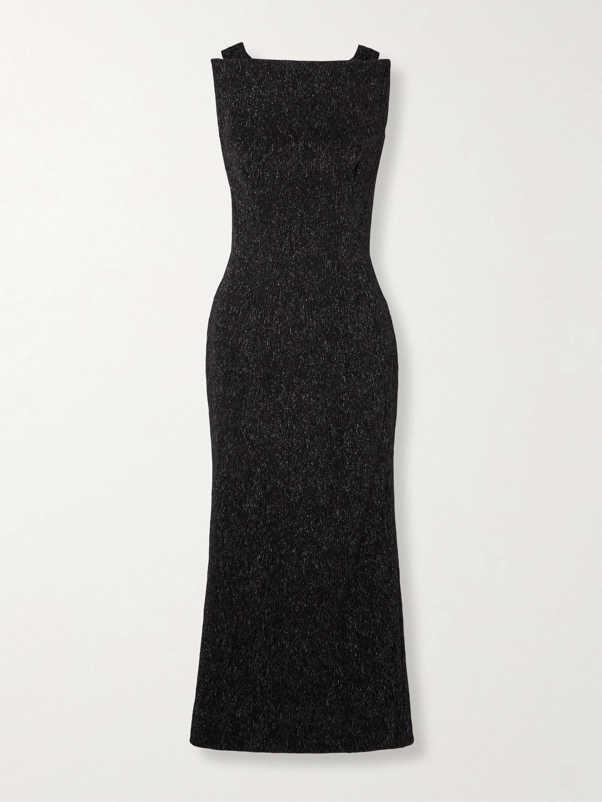 Singular open-back metallic stretch-knit gown view