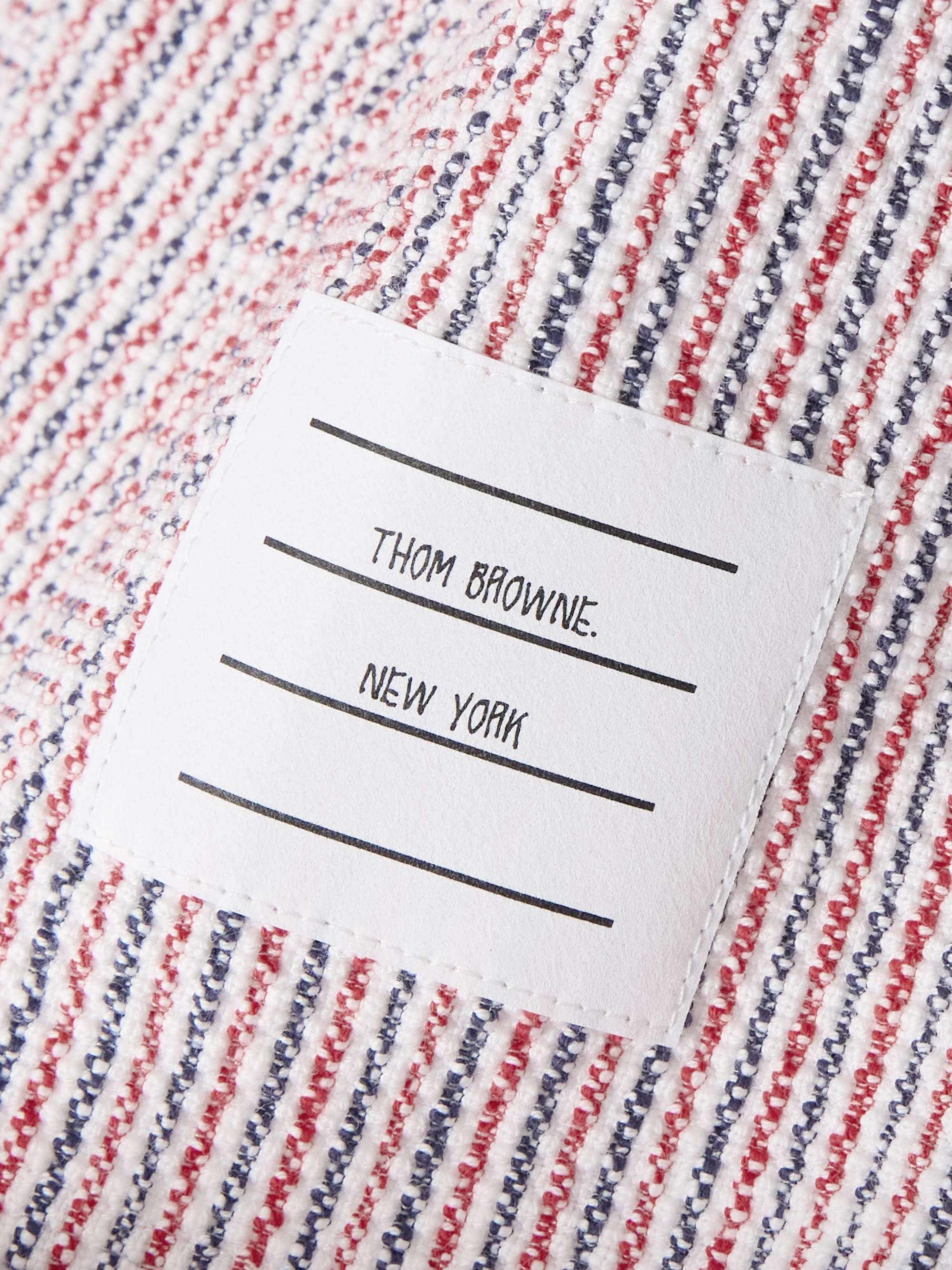 Striped cotton-blend tweed cardigan view
