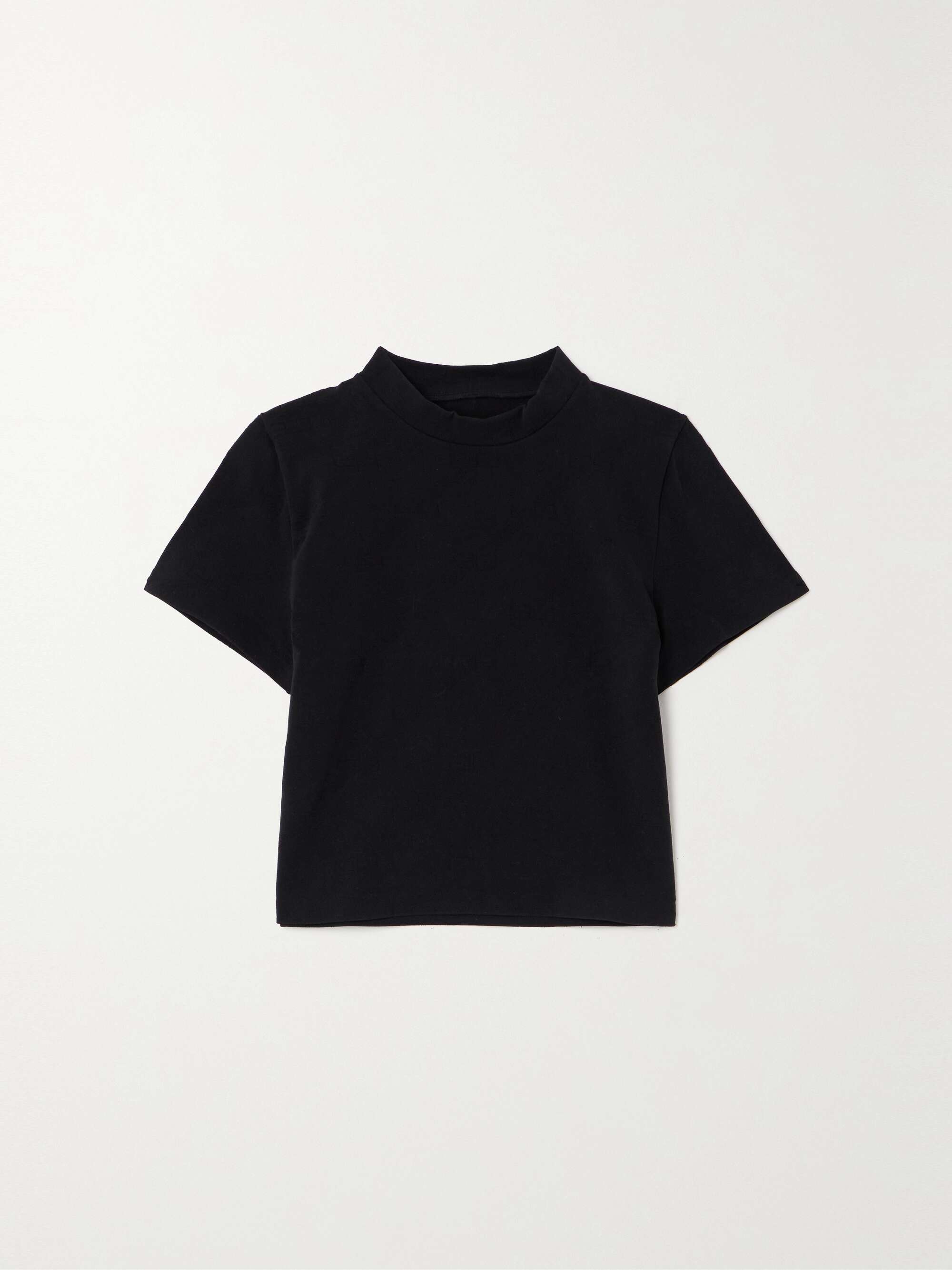 Cropped stretch jacquard stretch-knit T-shirt view
