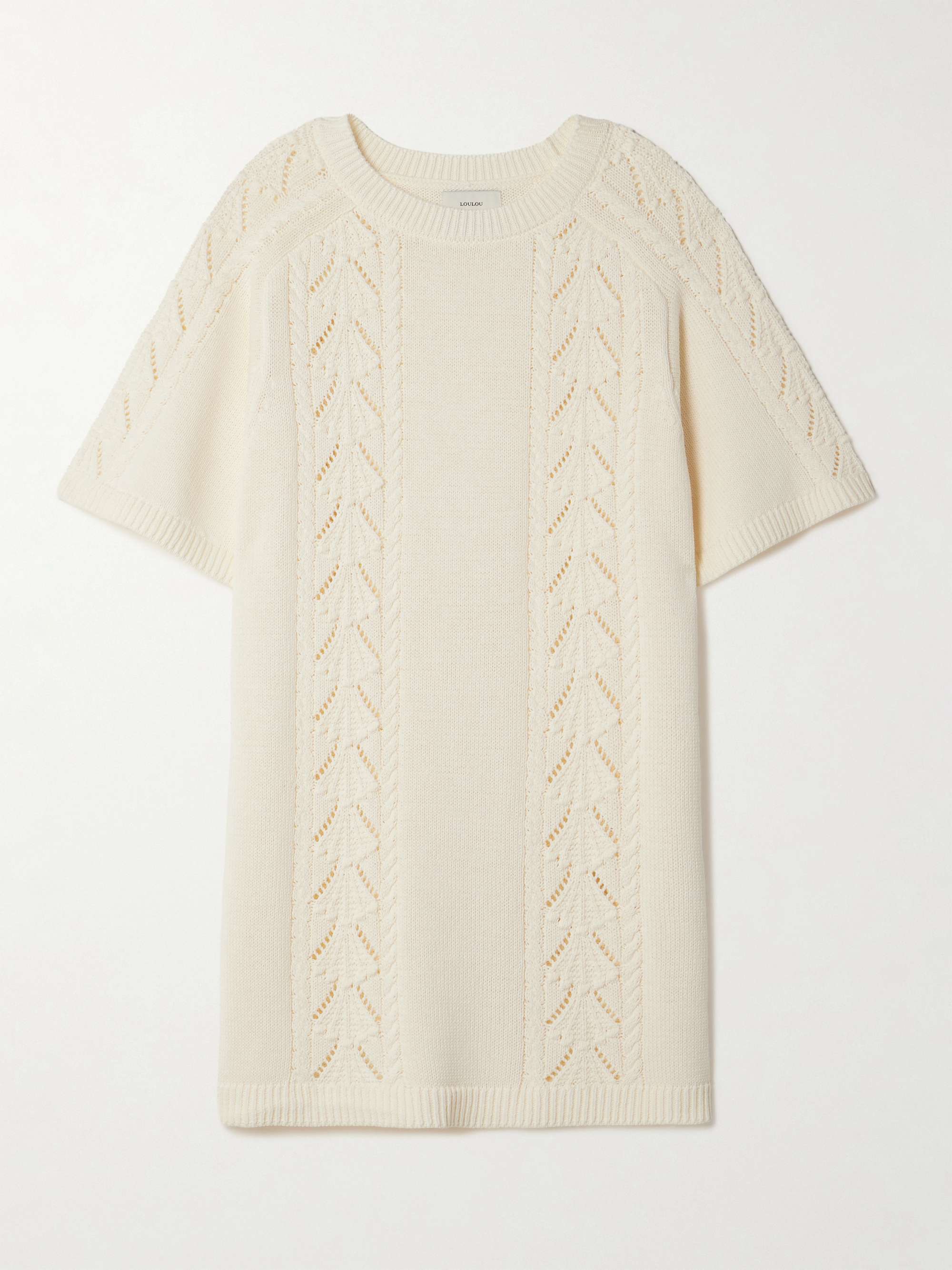 Arman cable and pointelle-knit cotton mini dress view