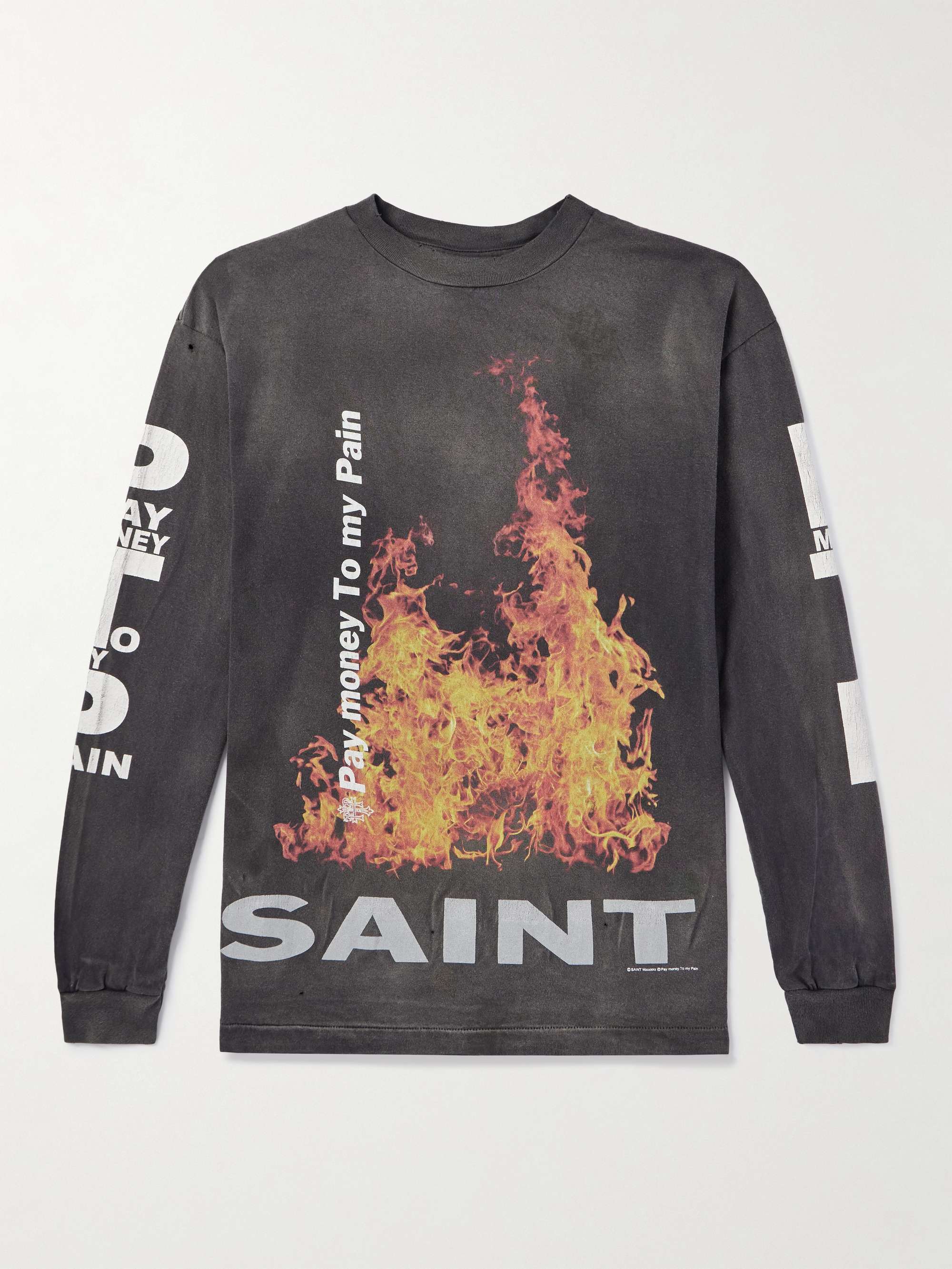 + Pay money To my Pain Printed Distressed Cotton-Jersey T-Shirt view