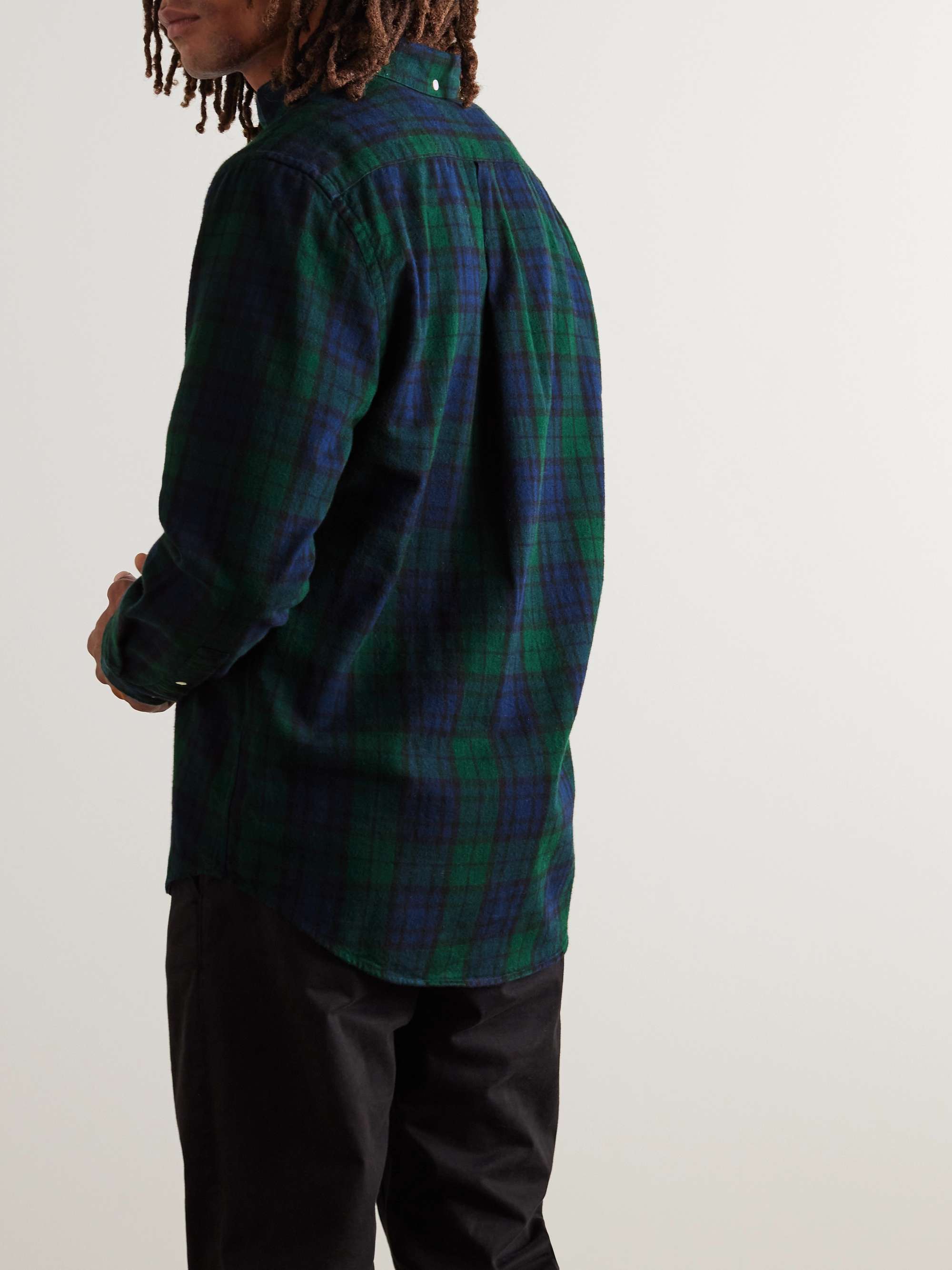 Bonfim Button-Down Collar Checked Cotton-Flannel Shirt view