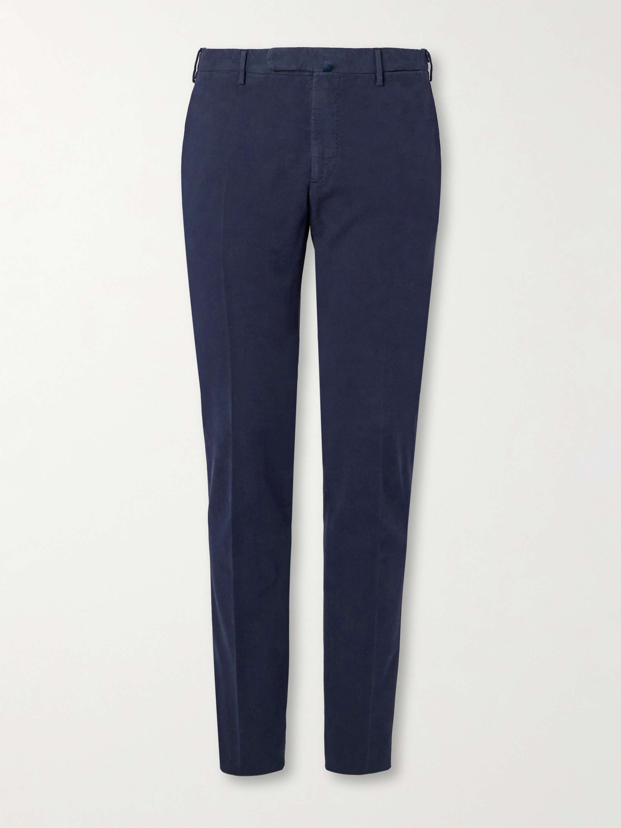 Slim-Fit Straight-Leg Stretch-Cotton Trousers view