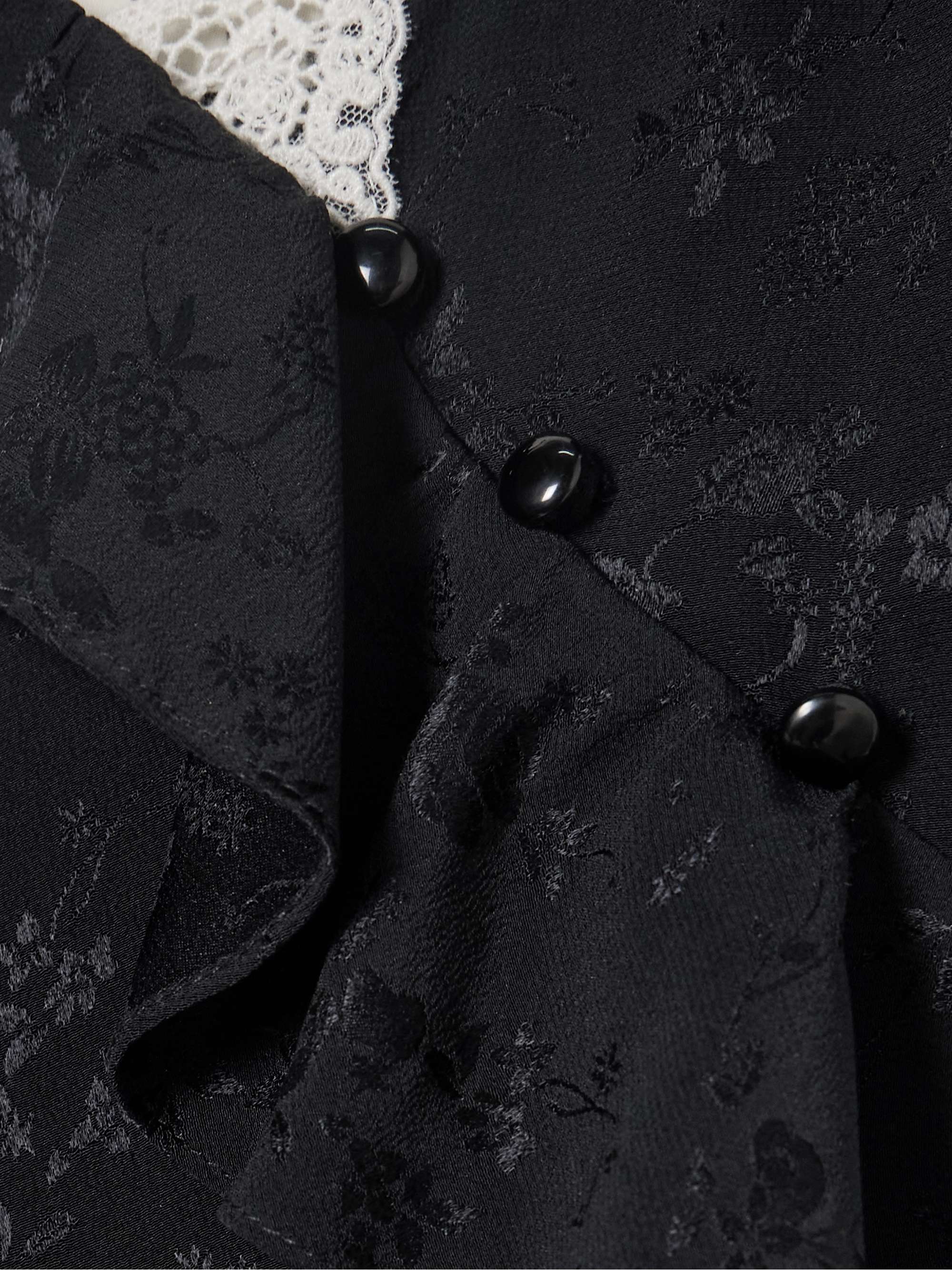 Izadora ruffled guipure lace-trimmed silk-jacquard maxi dress view