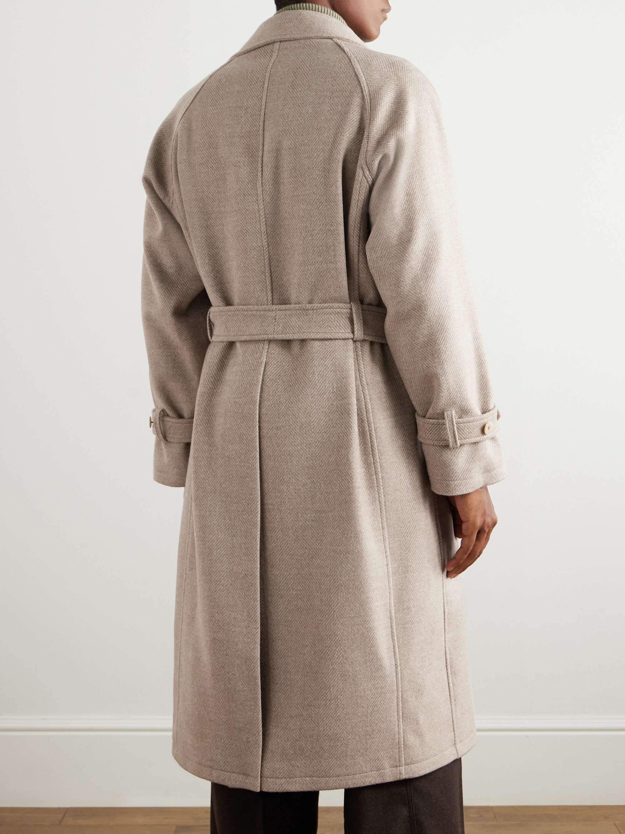 Belted Herringbone Wool Coat view