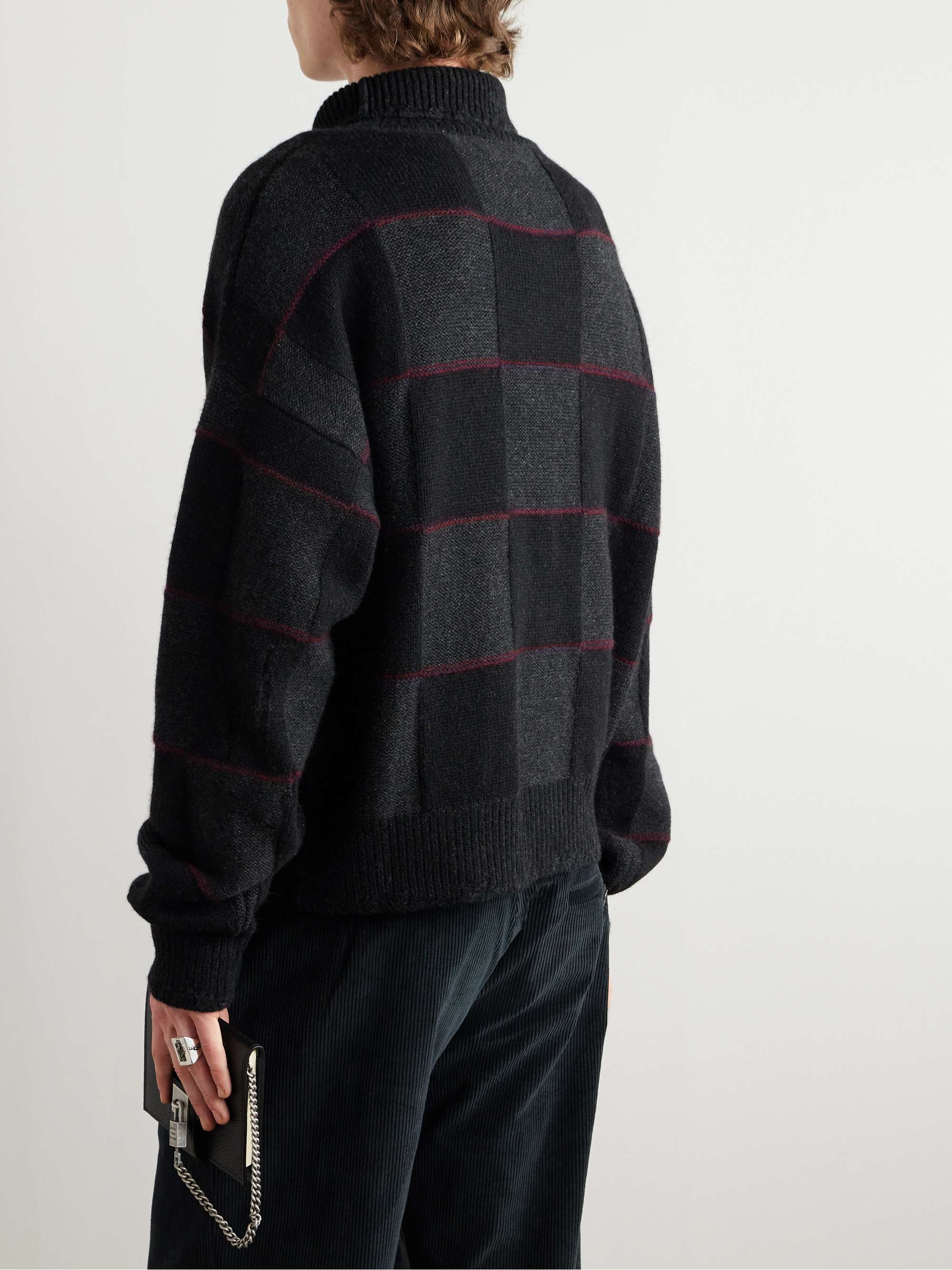 Venetian Checked Intarsia-Knit Cashmere Rollneck Sweater view