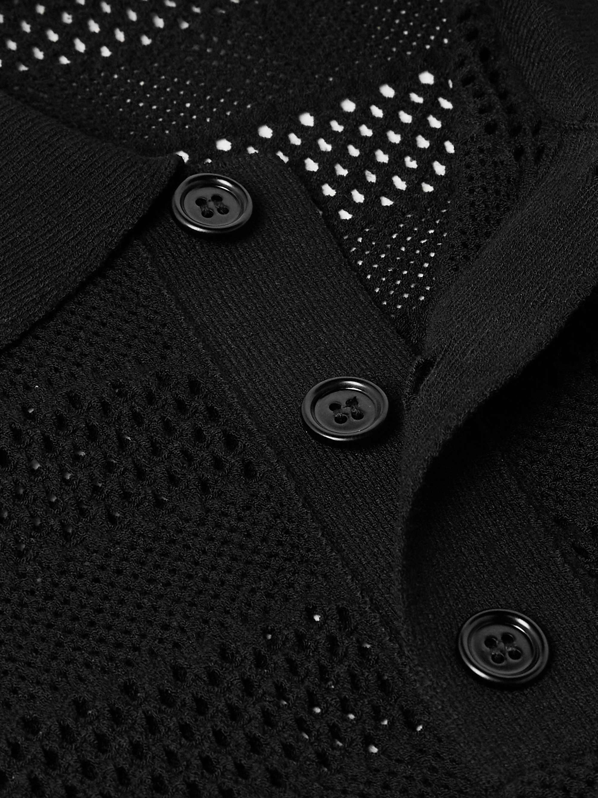 Slim-Fit Striped Pointelle-Knit Polo Shirt view
