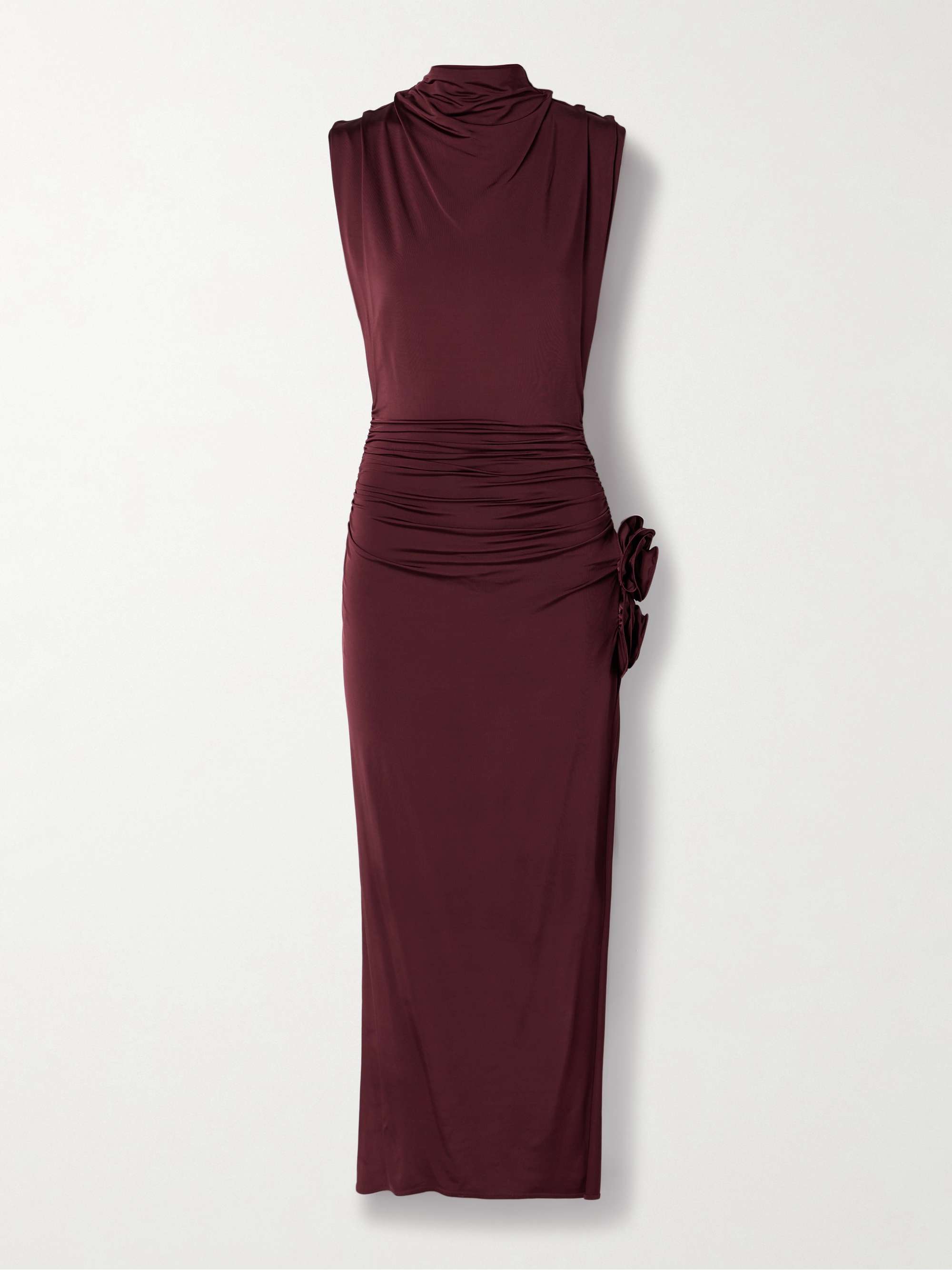 Appliquéd draped stretch-jersey midi dress view