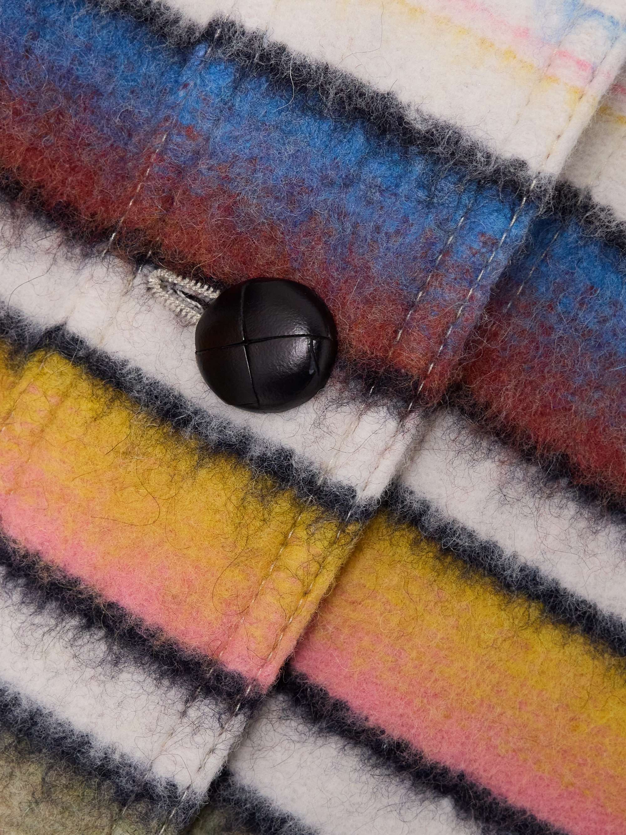 Dayvi oversized faux leather-trimmed striped brushed wool-blend jacket view